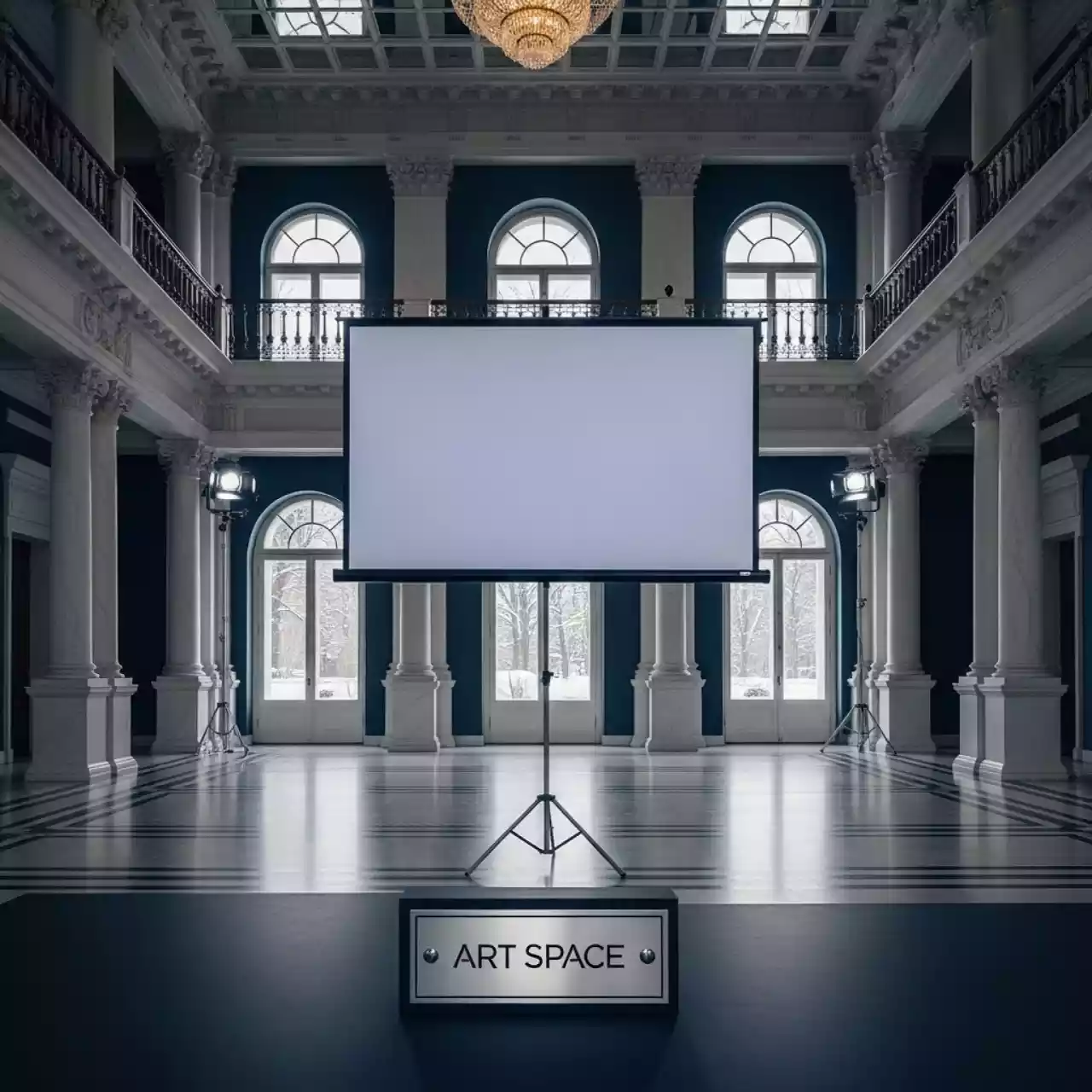 Аренда Экран рулонный мобильный на штативе 180х180 см в санатории «Октябрьский» — ART SPACE