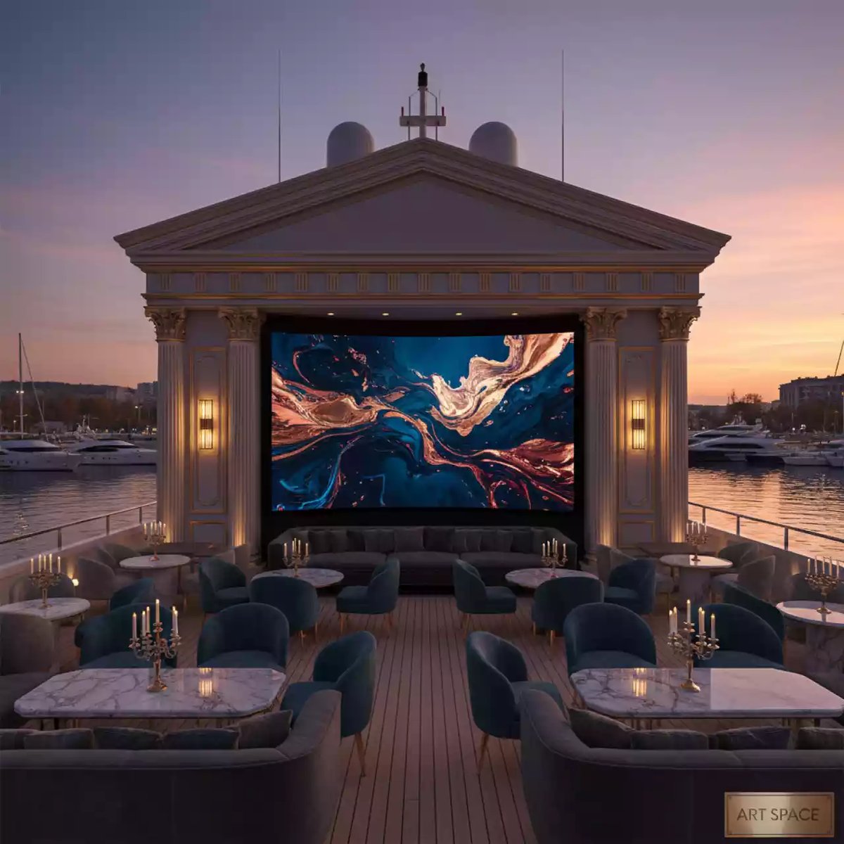 Аренда Экран светодиодный LED с шагом 2,5 мм на VIP-яхте (Имеретинский порт) — ART SPACE