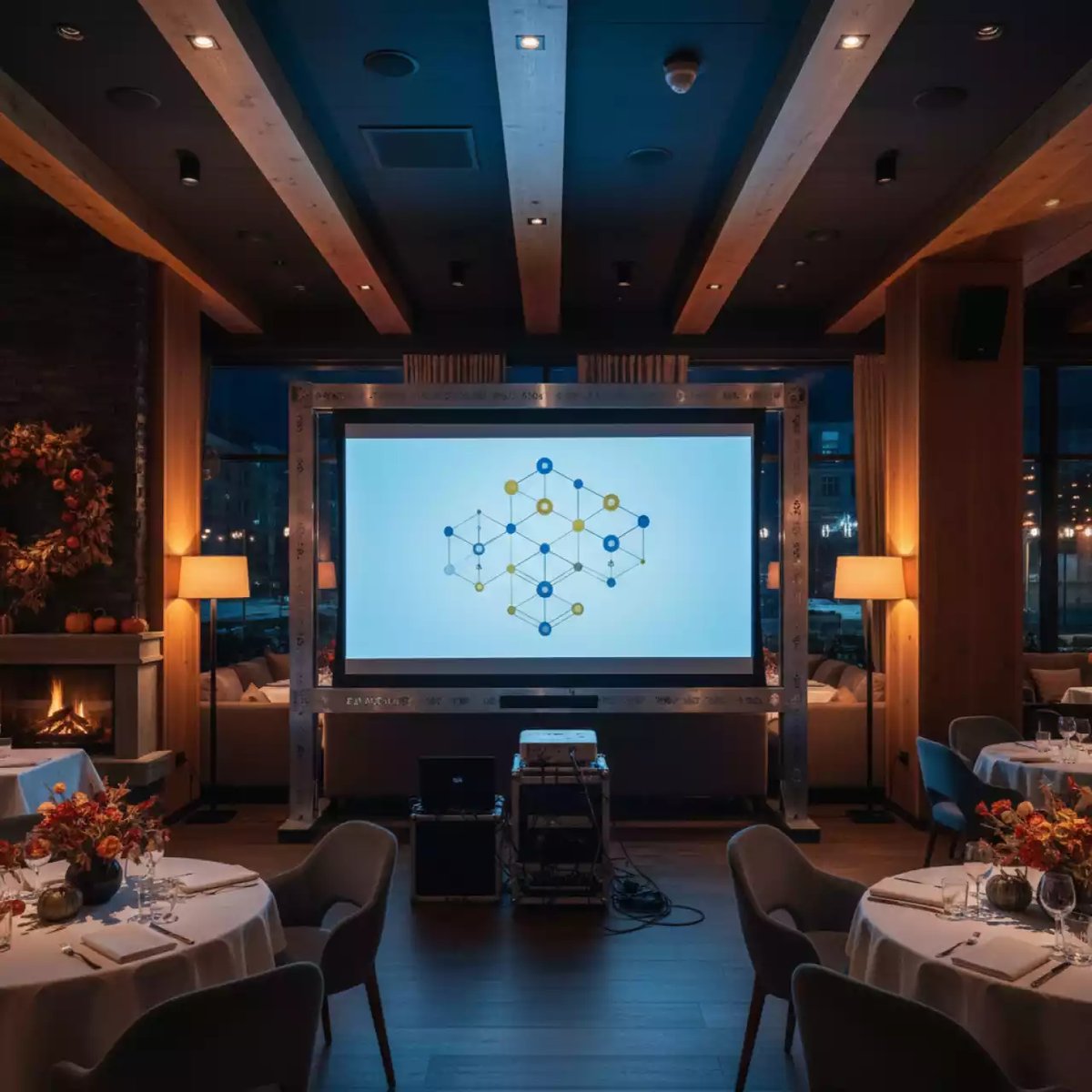 Аренда Экраны моторизованные в ресторане «Сыроварня» — ART SPACE