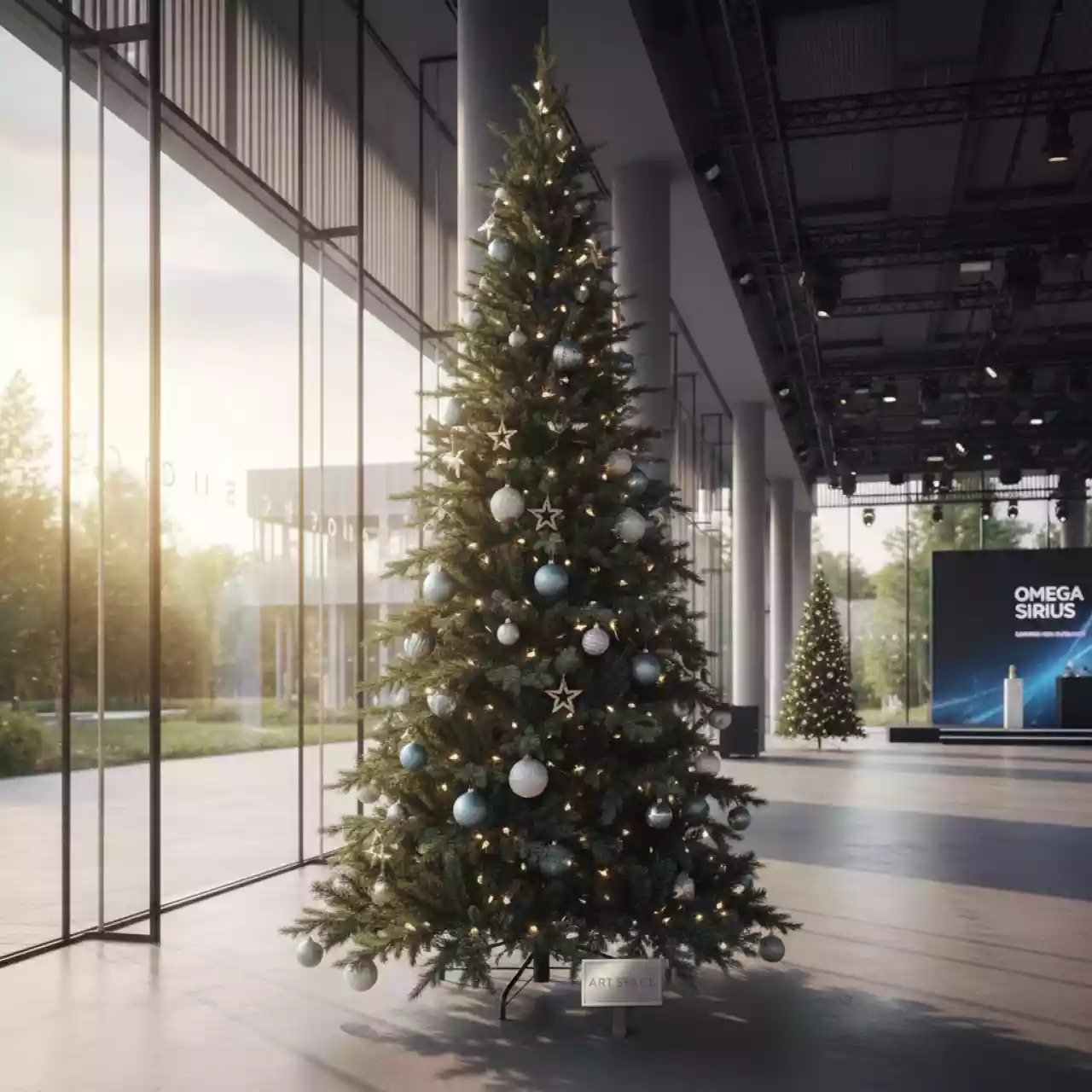 Аренда Ель искусственная с лампочками альпийская в Omega Sirius — ART SPACE