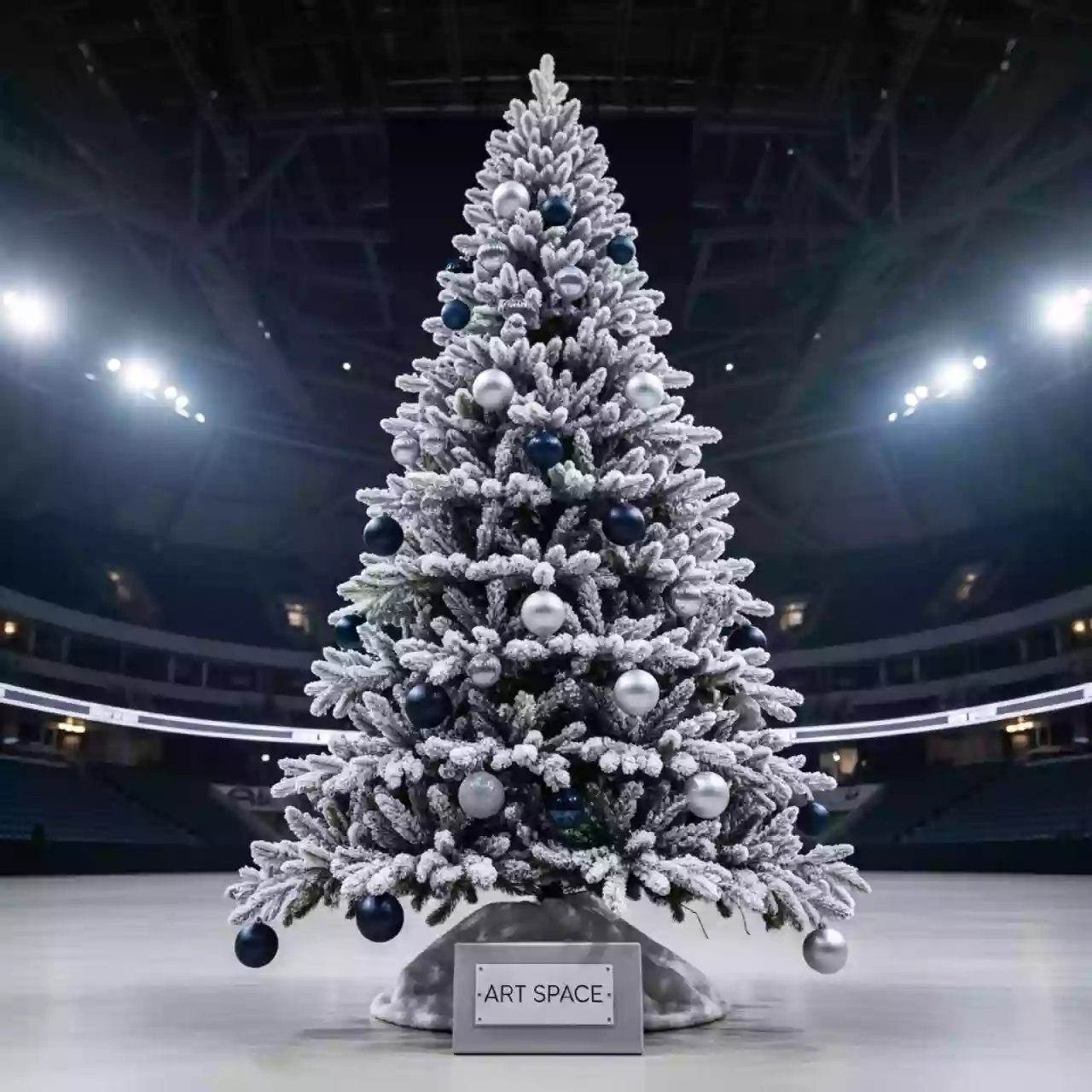 Аренда Ель искусственная заснеженная на арене «Фишт» — ART SPACE