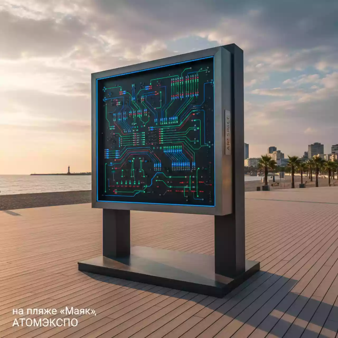 Аренда Электрифицированный стенд схемы цепей управления тепловоза ТЭМ 18Д 3 секции на пляже «Маяк» — ART SPACE