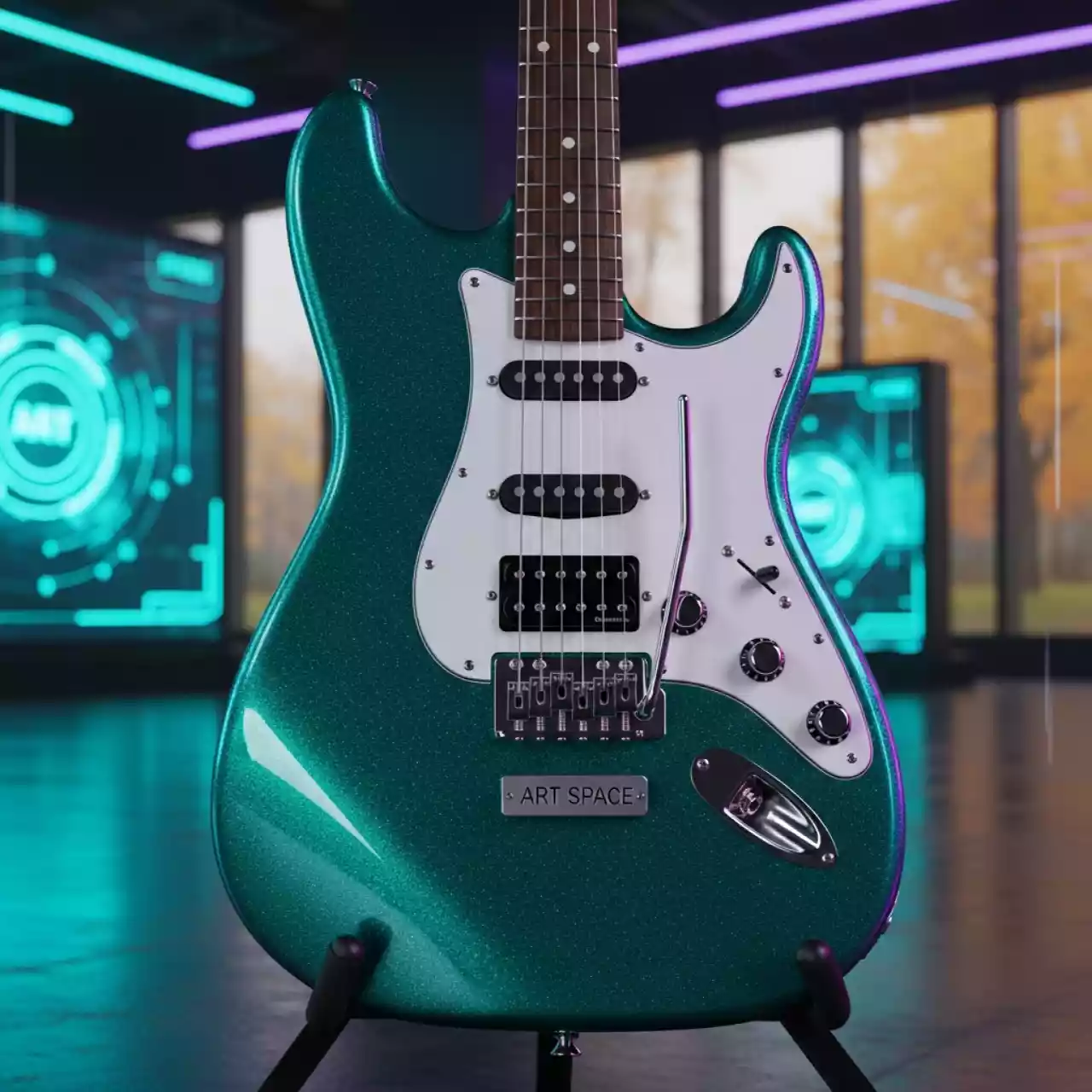 Аренда Электрогитара Fender Stratocaster изумрудная в банкетном зале «Дельфин» — ART SPACE