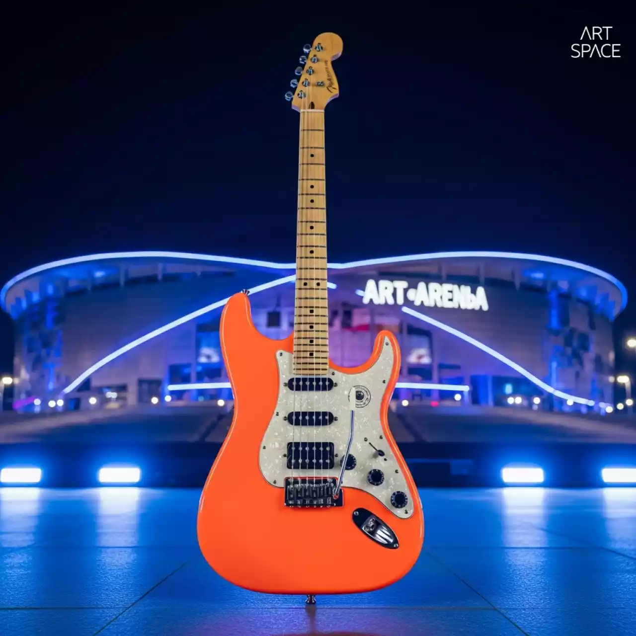 Аренда Электрогитара Fender Stratocaster оранжевая на арене «Фишт» — ART SPACE