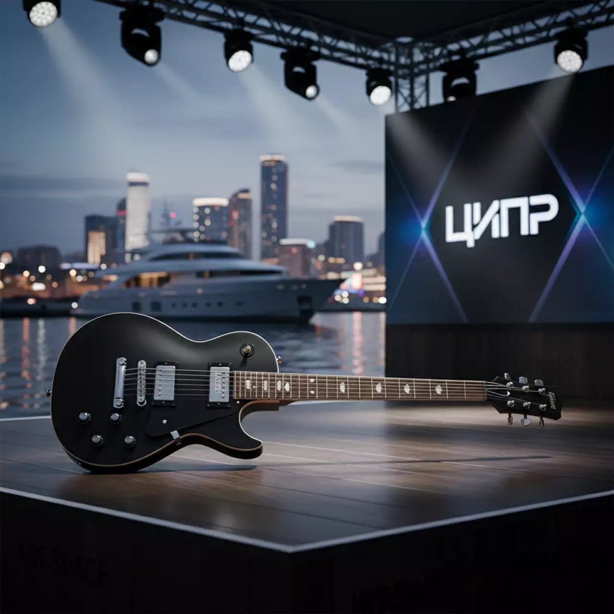 Аренда Электрогитара WGD черная на VIP теплоходе (Морпорт Сочи) — ART SPACE