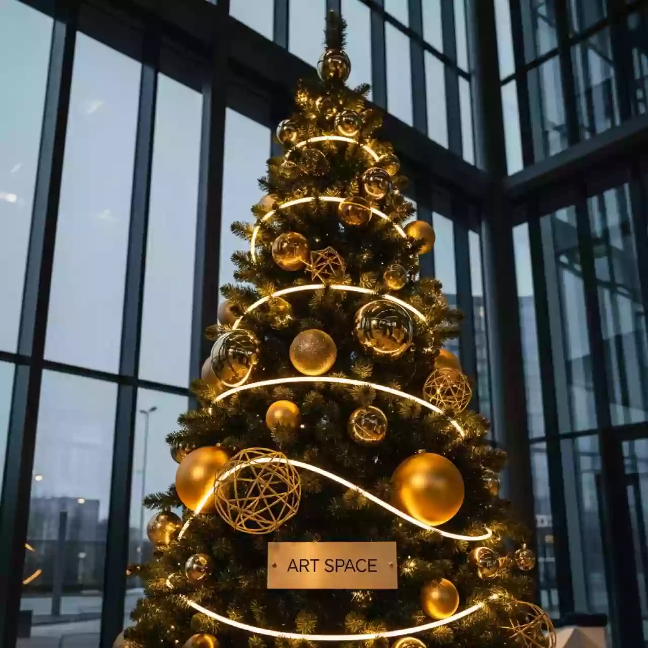 Аренда Елка 150 см наряженная золотая в комплексе Sea Galaxy — ART SPACE