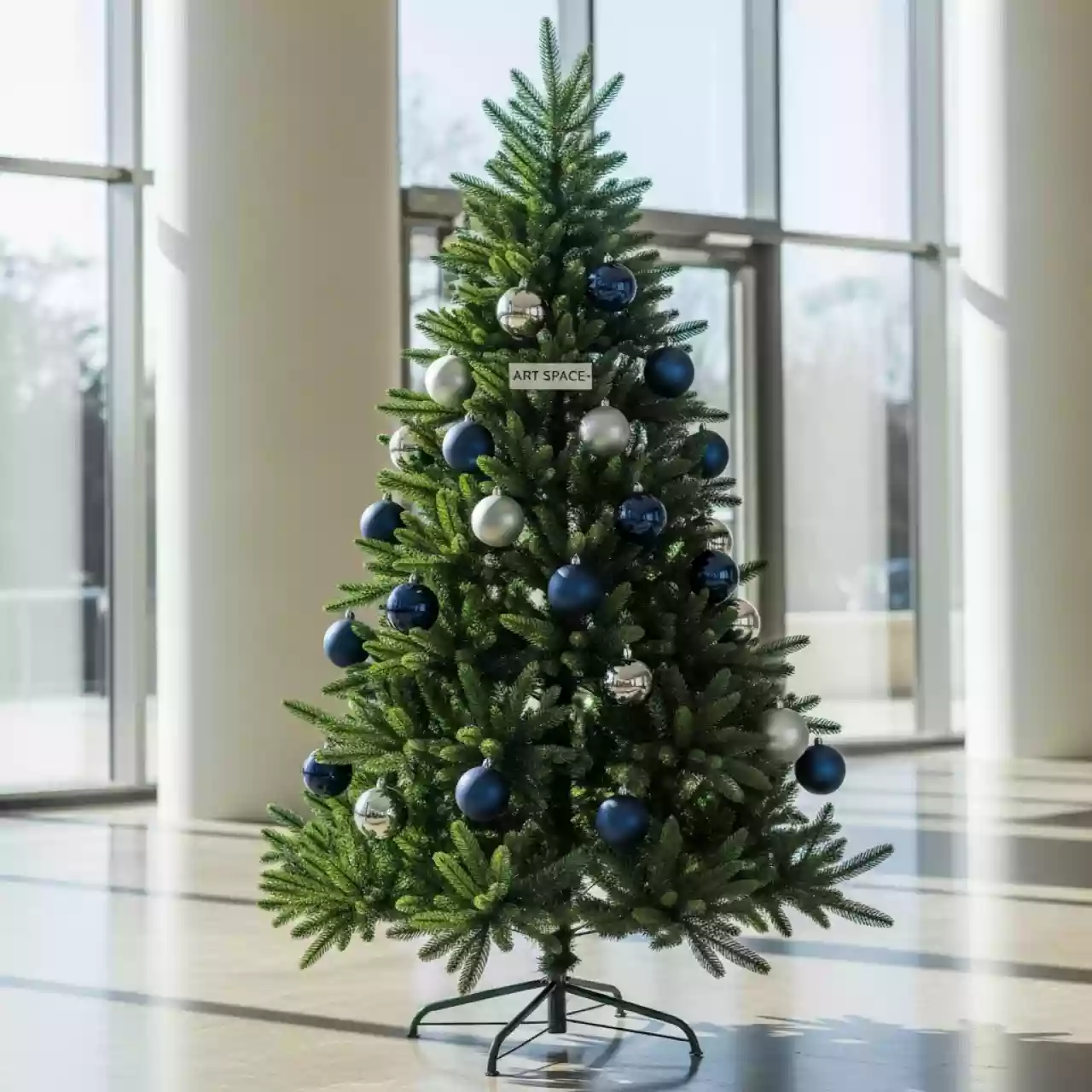 Аренда Ёлка искусственная 150 см сине серебряная в Гранд Отель Сочи — ART SPACE