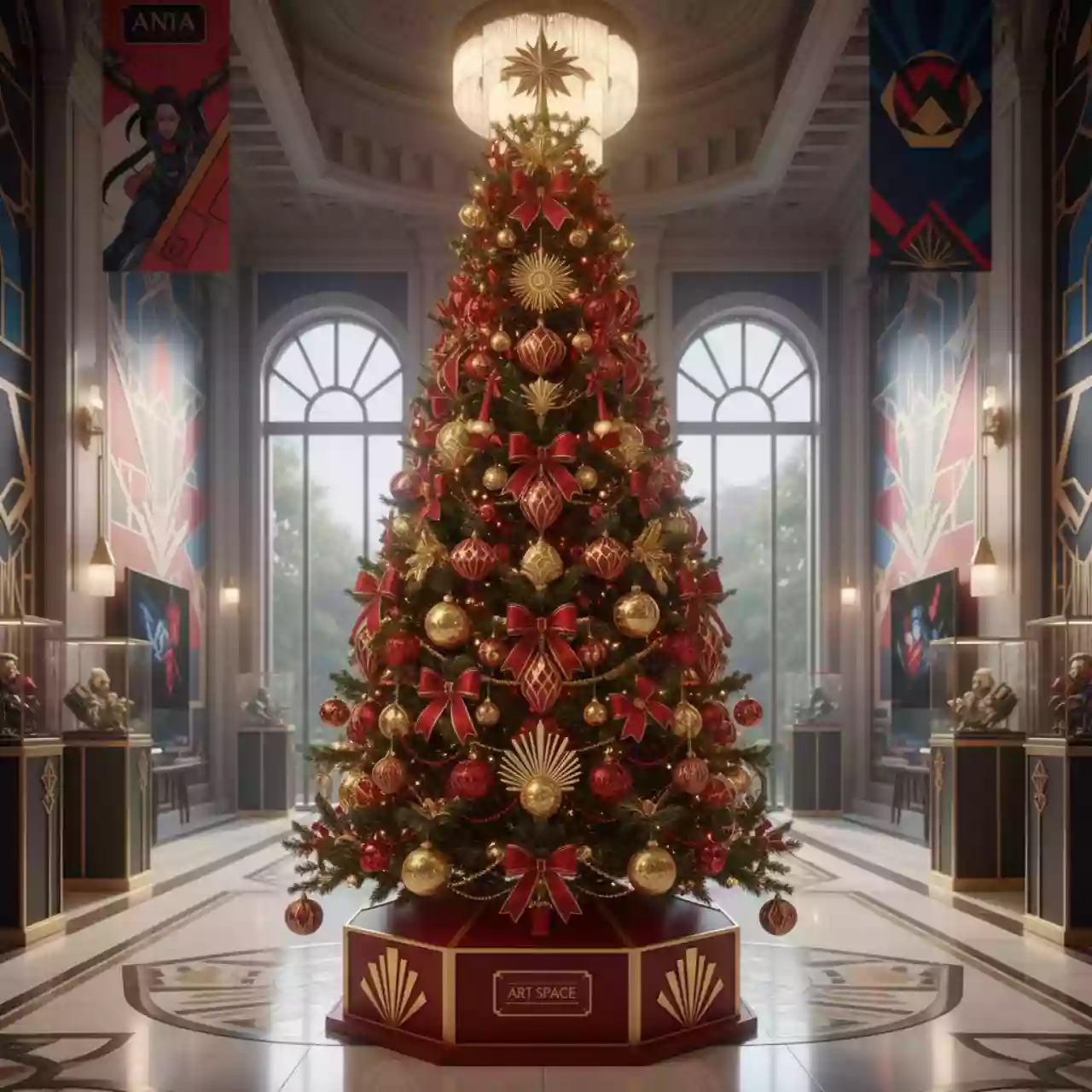 Аренда Елка наряженная красно золотая 150 см на вилле «Анна» — ART SPACE