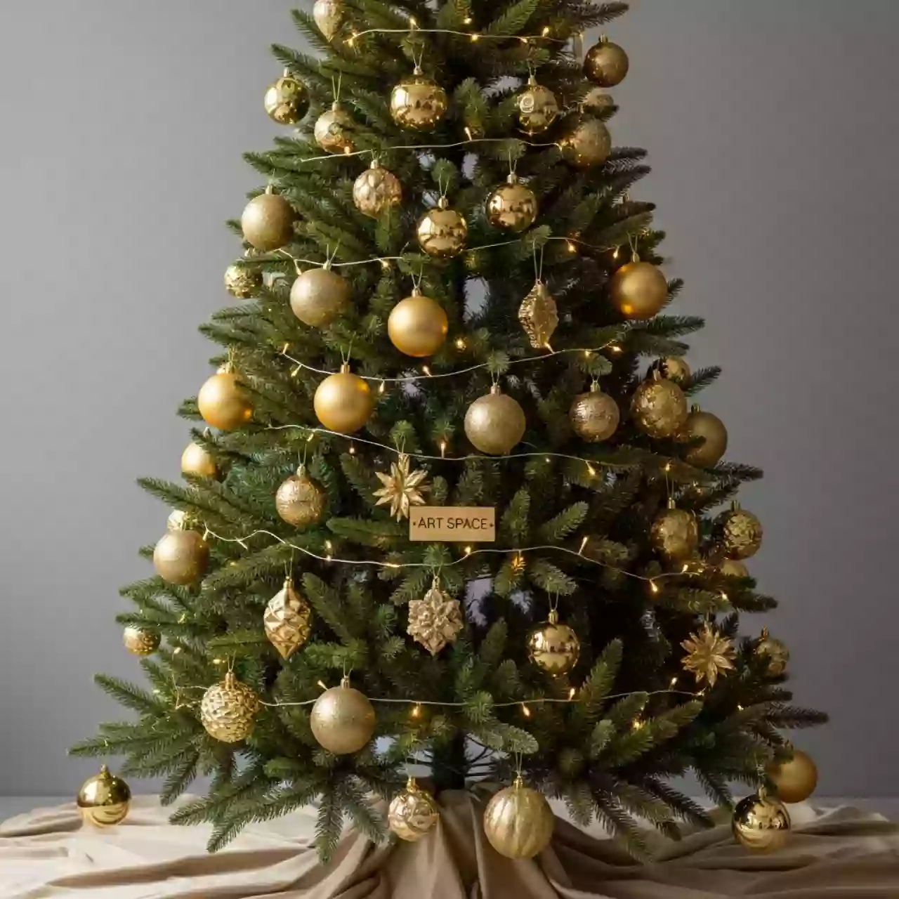 Аренда Елка наряженная золотая 150 см в Skypark Sochi — ART SPACE