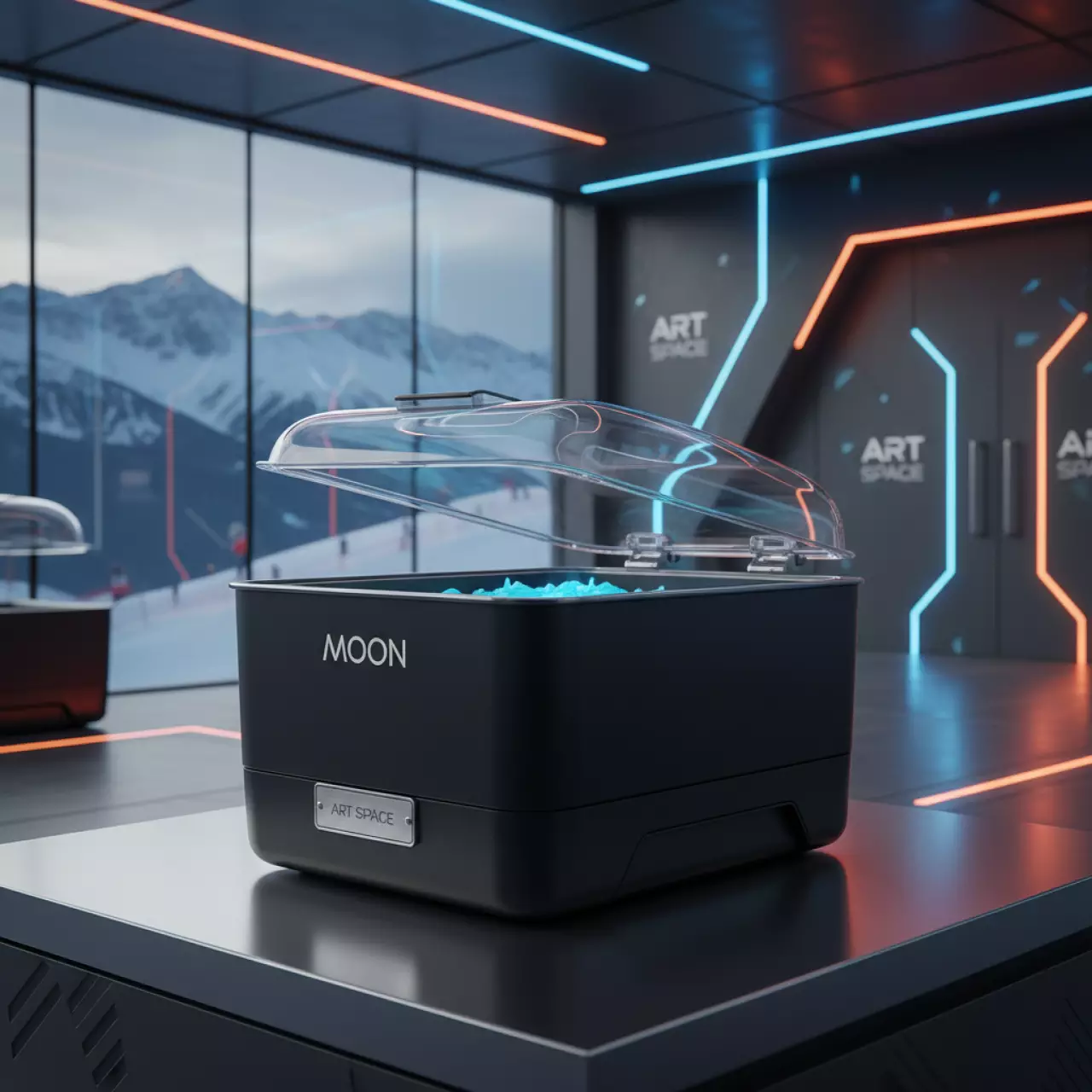 Аренда Ёмкость фуршетная Мун с откидной крышкой чёрная 0,8 л в МФК «Горный» — ART SPACE