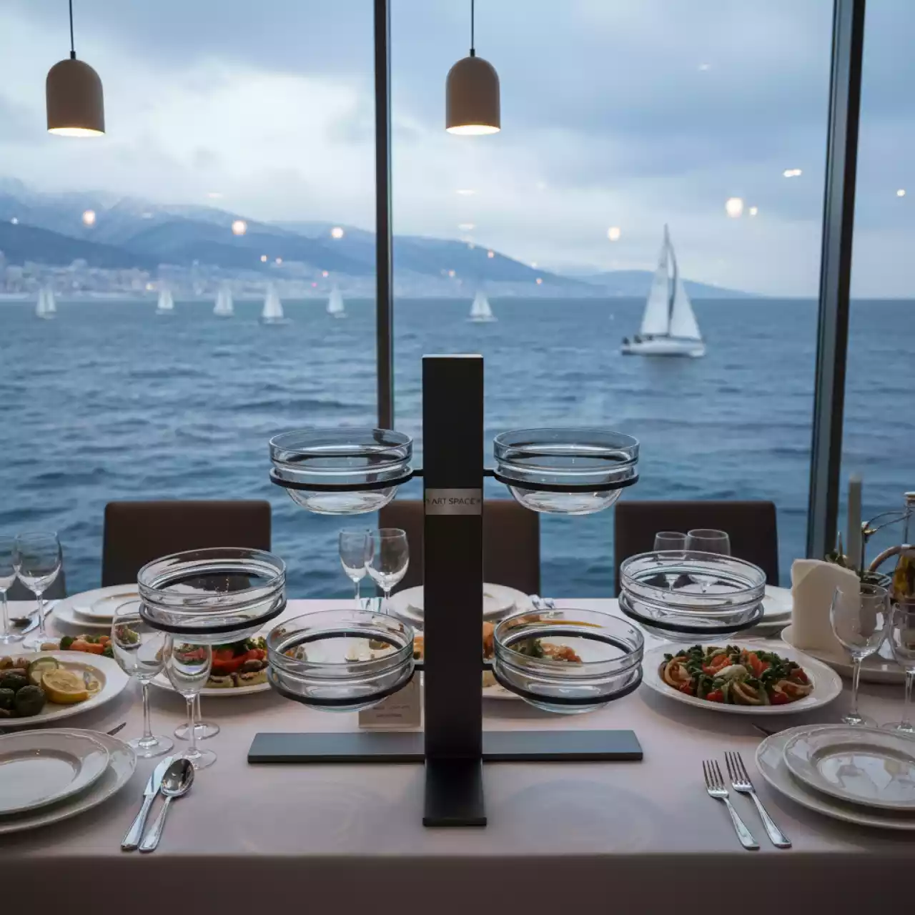 Аренда Этажерка для 6 салатников диаметр 14 см 48х30 см на парусной регате (Сочи) — ART SPACE