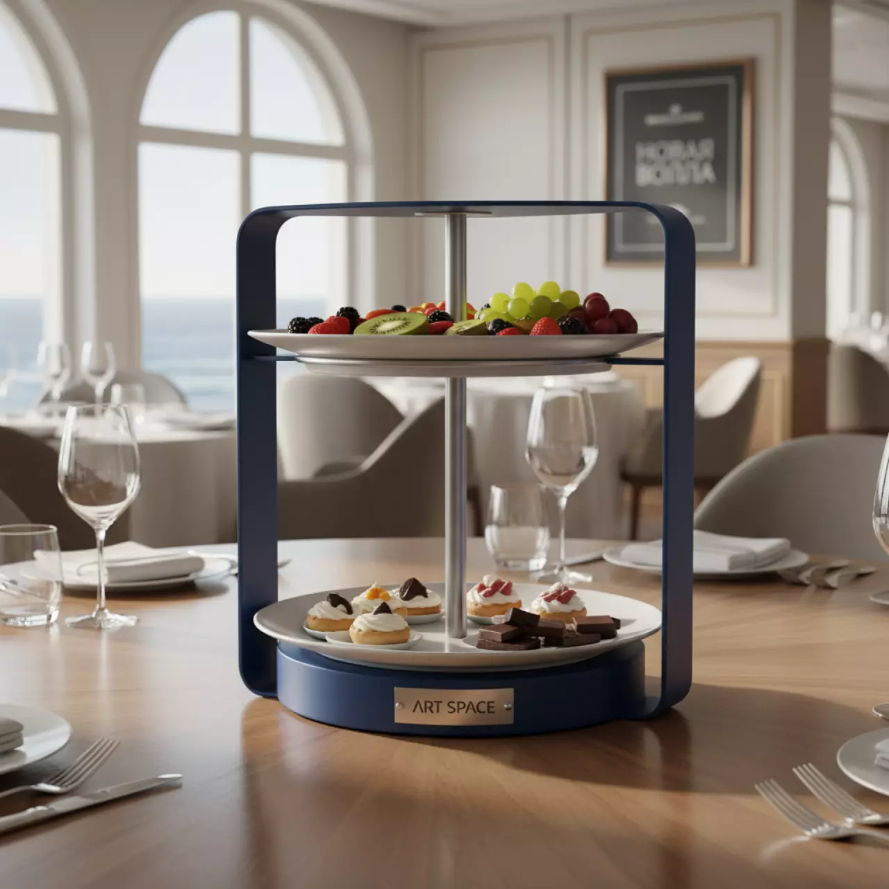 Аренда Этажерка для кексов и фруктов 2 ярусная 37 см в ресторане «Магеллан» — ART SPACE