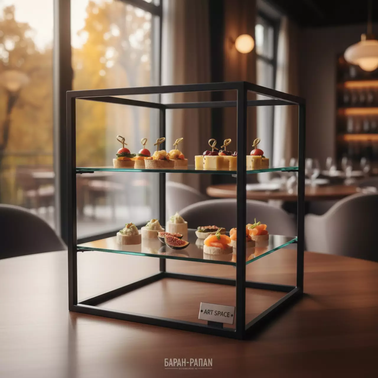 Аренда Этажерка для подачи 3 ярусная 38х38 см в ресторане «Баран-Рапан» — ART SPACE
