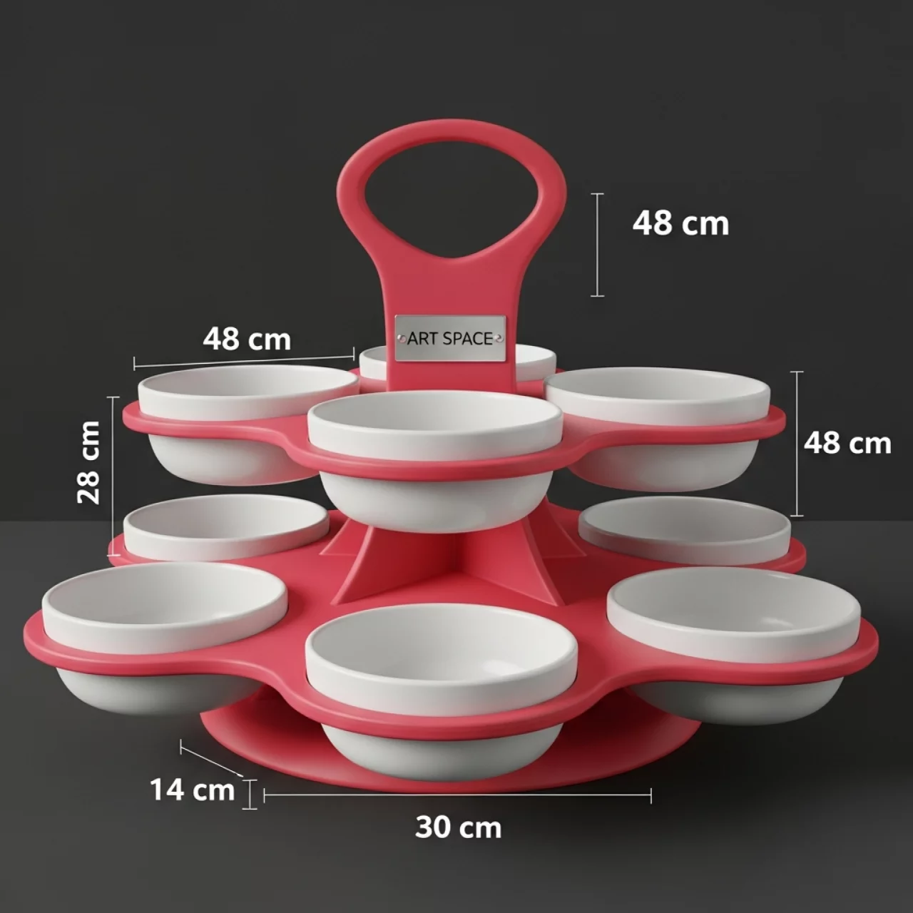 Аренда Этажерка с 6 салатниками диаметр 14 см высота 48 см ширина 30 см в ресторане «Voda» — ART SPACE