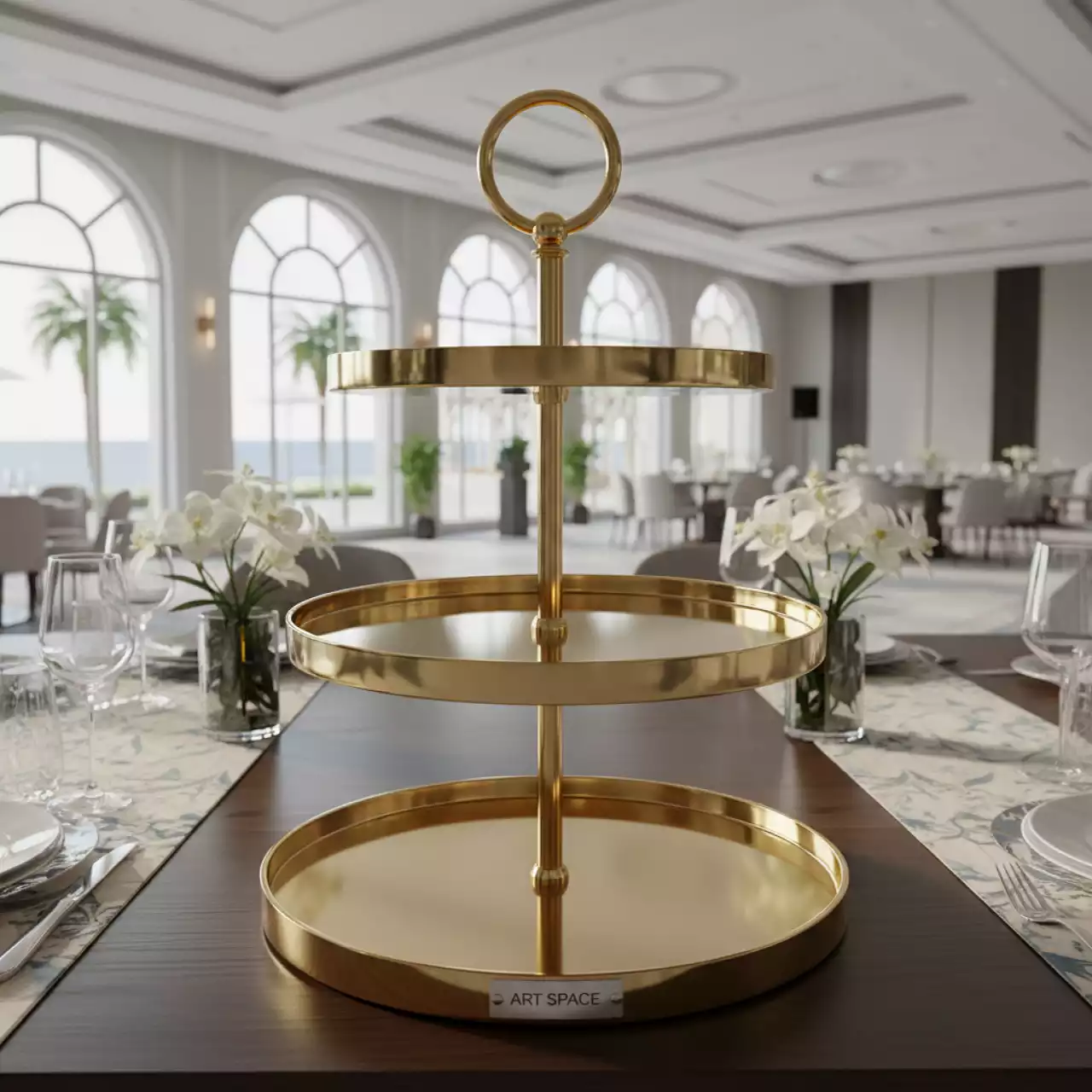 Аренда Этажерка трехъярусная gold высота 44 см в Pullman Sochi Centre — ART SPACE