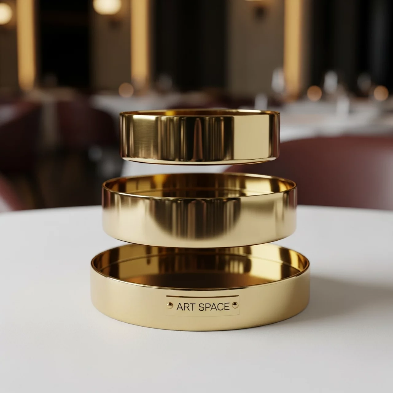 Аренда Этажерка трехъярусная высота 44 см gold в ресторане «Sanremo» — ART SPACE