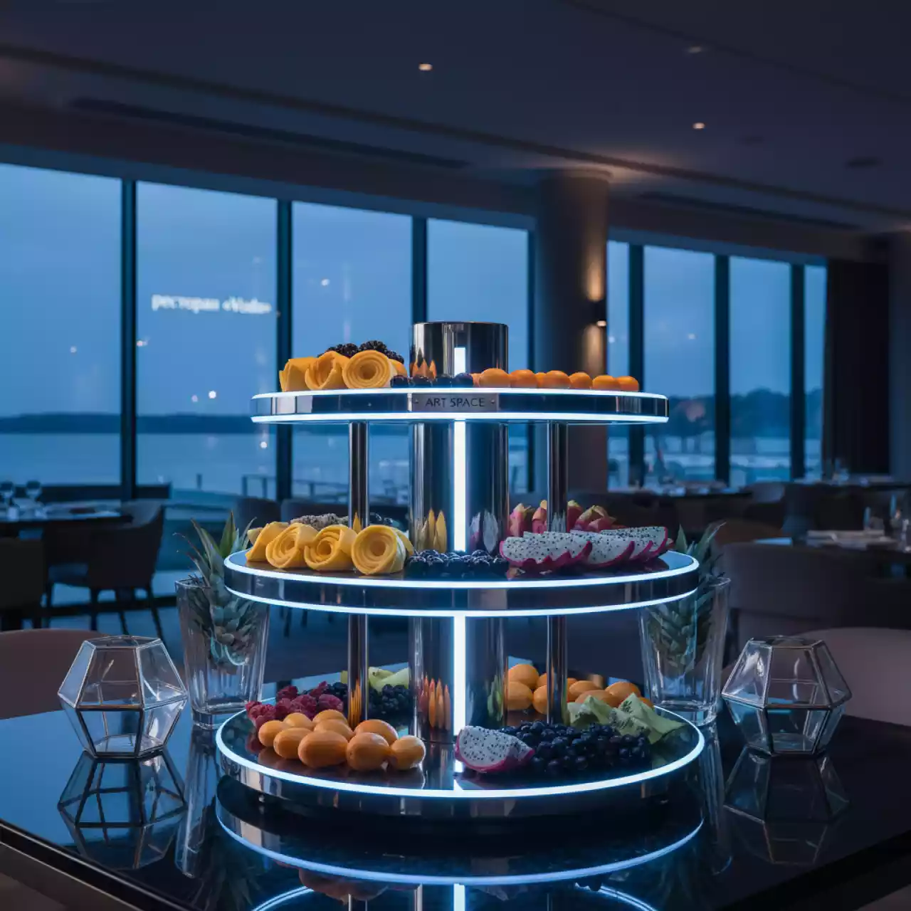 Аренда Этажерки и вазы для фруктов в ресторане «Voda» — ART SPACE