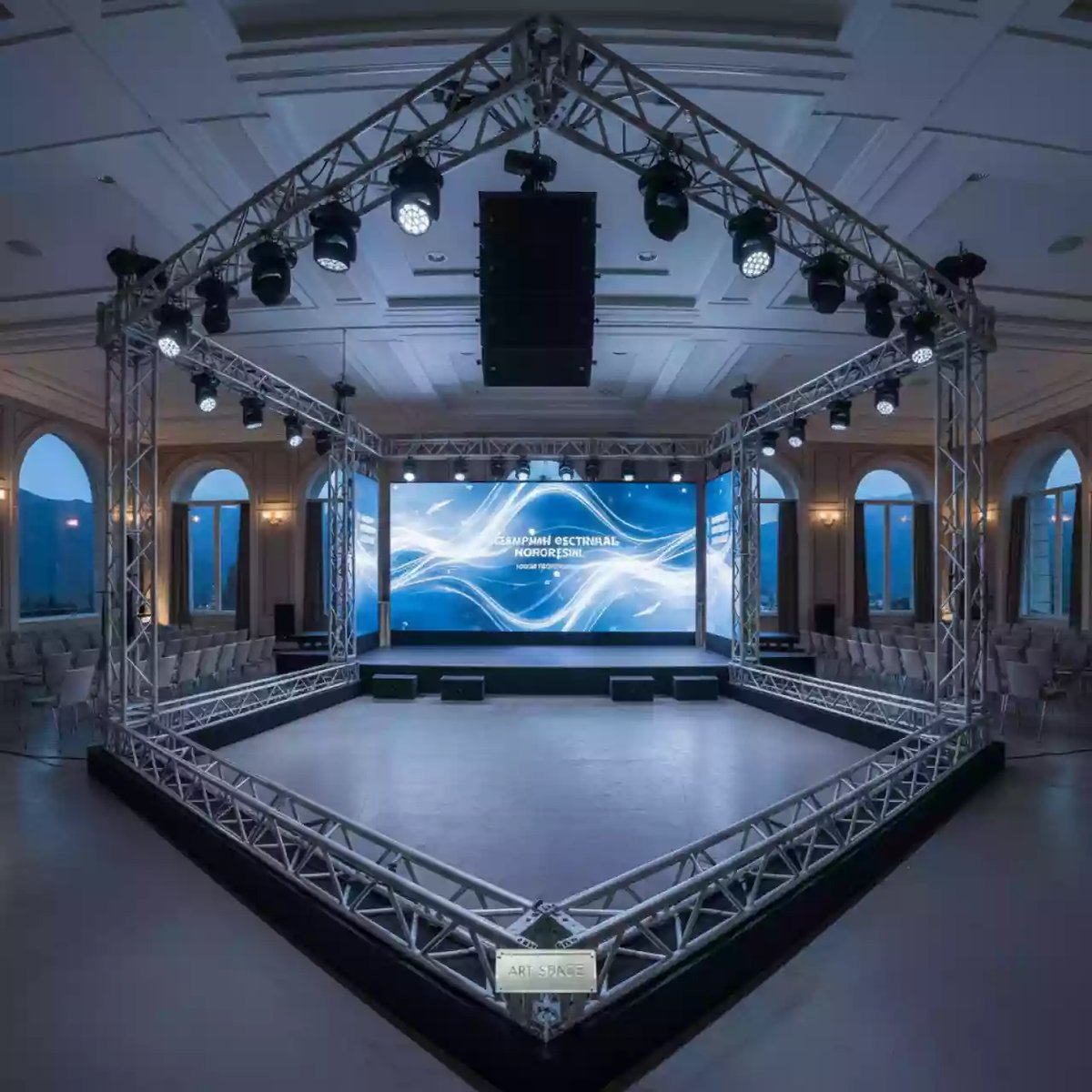 Аренда Фермовые конструкции для звука бэклайна и LED экранов в Гранд Отель Поляна — ART SPACE