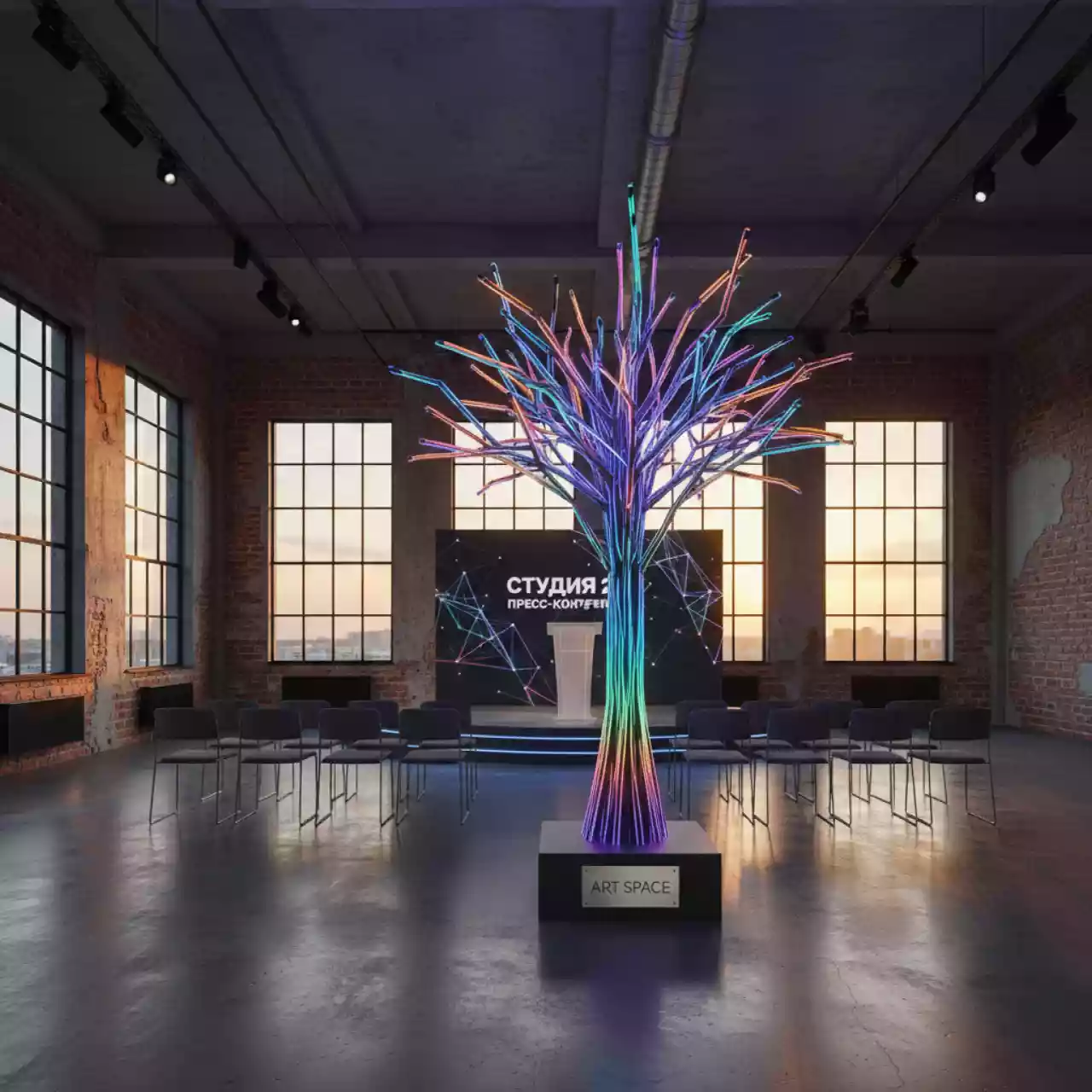 Аренда Фигура светящаяся LED Lighttree 100 в лофте «Студия 21» — ART SPACE