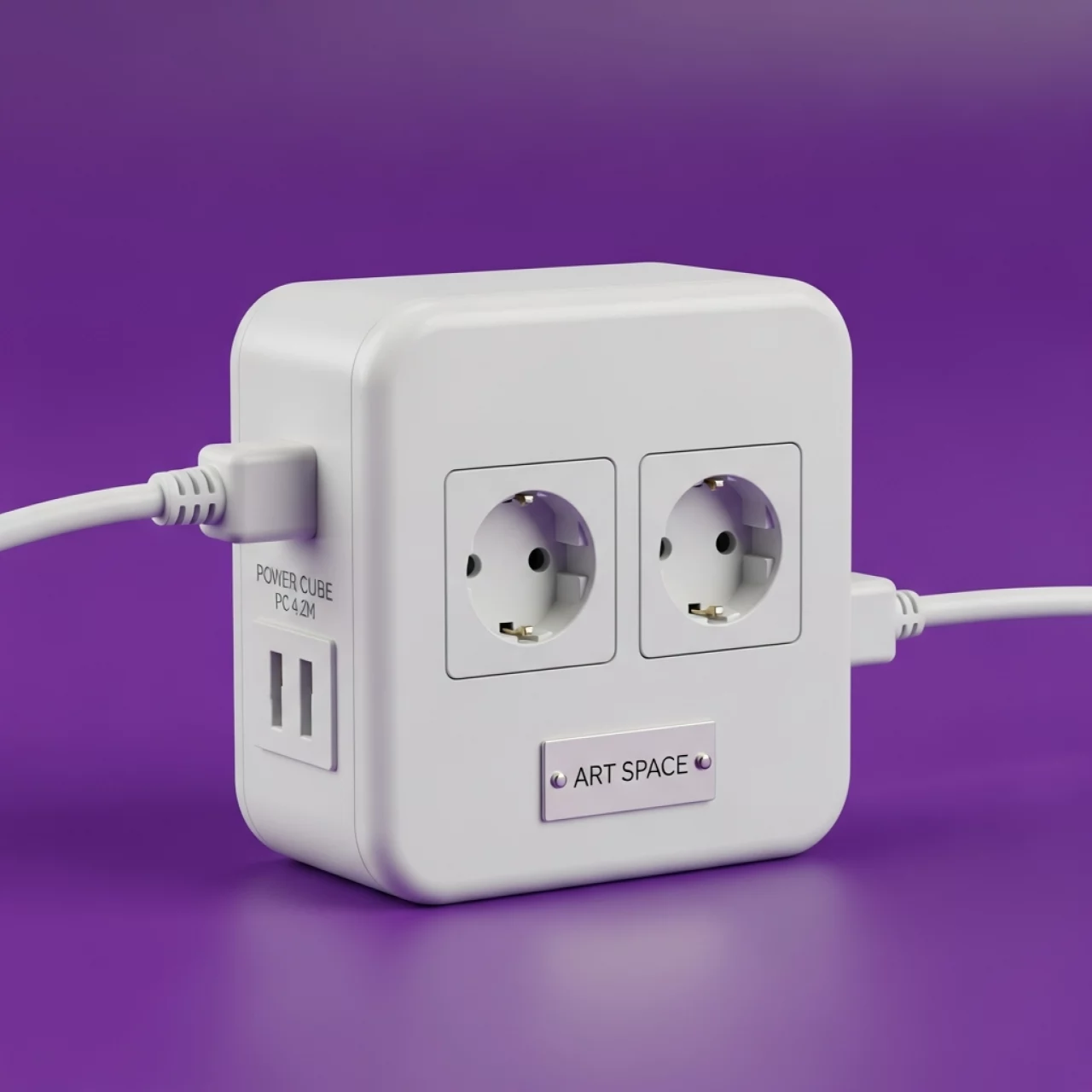 Аренда Фильтр сетевой Power Cube PC 4.2M 1,9 м 2 розетки 3 порта USB белый в Stella di Mosca — ART SPACE