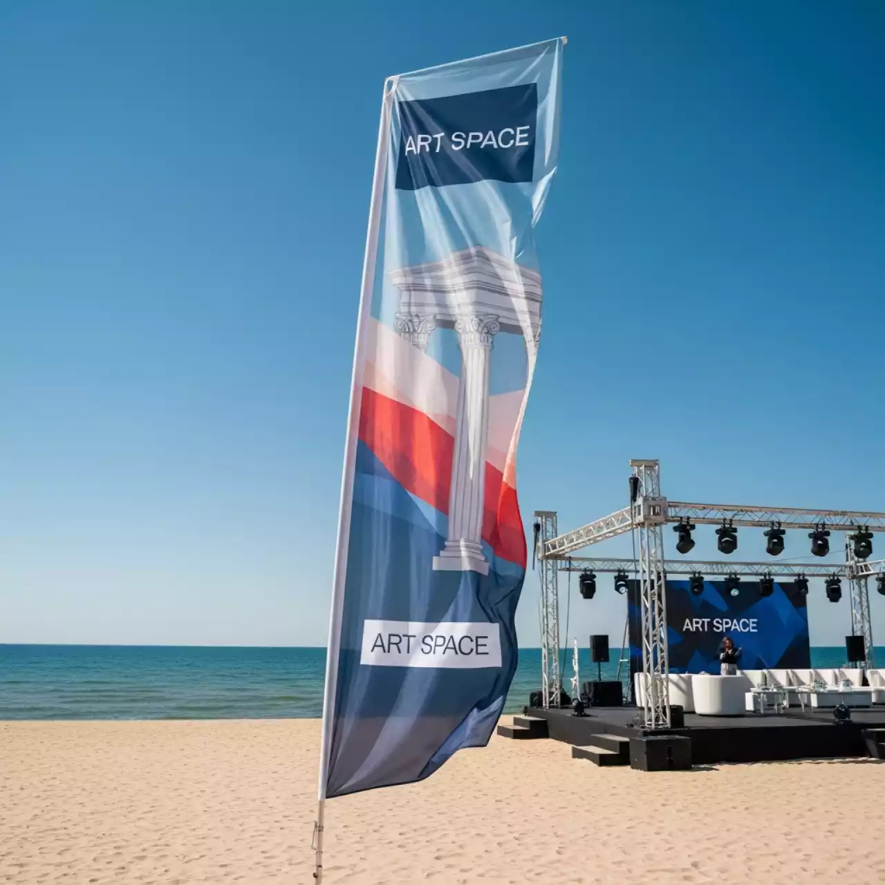 Аренда Флага с односторонней печатью 6 метров на пляже «Маяк» — ART SPACE