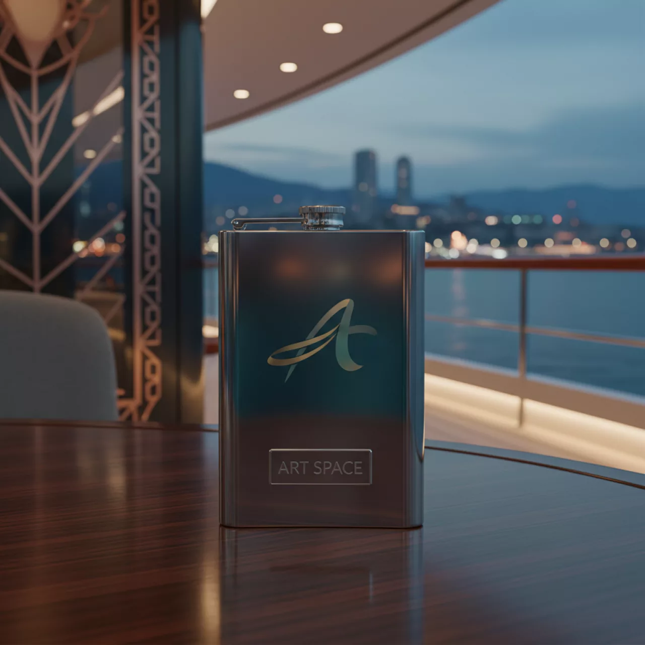 Аренда Фляжка металлическая для термотрансфера BLH1 2 на VIP теплоходе (Морпорт Сочи) — ART SPACE