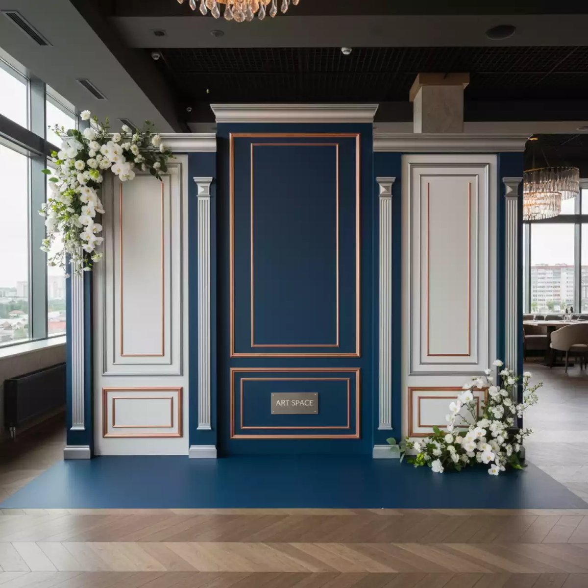 Аренда Фон для фотозоны конференция в ресторане «Высота 5642» — ART SPACE