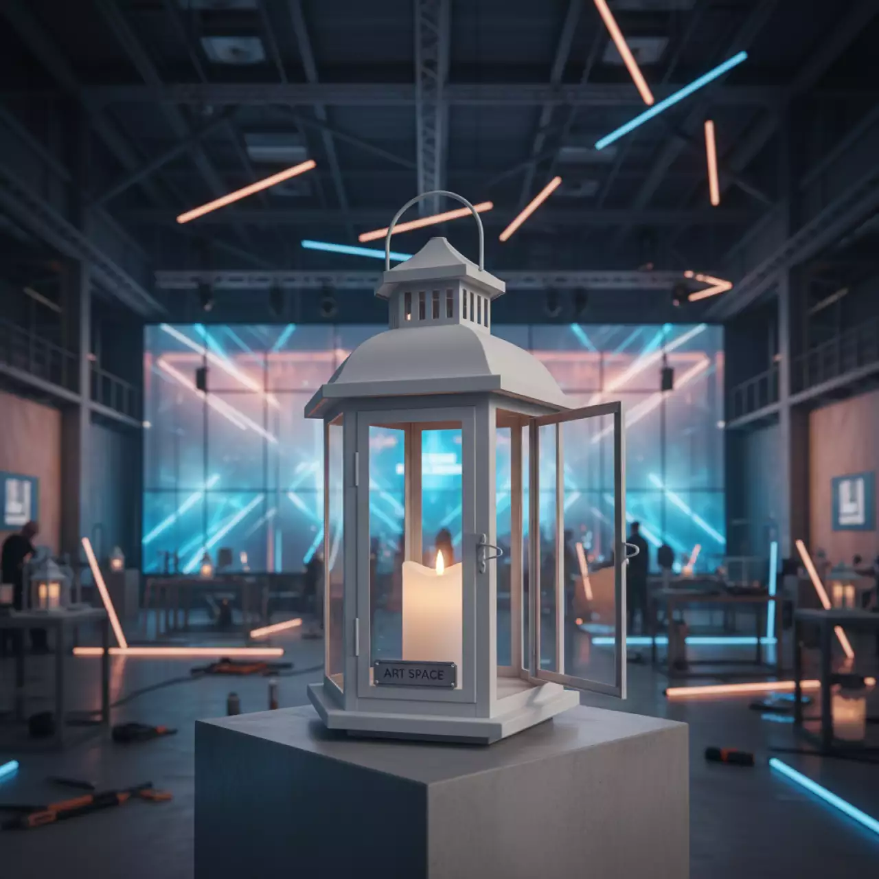 Аренда Фонарь белый 27 см в VK Stadium Sirius — ART SPACE