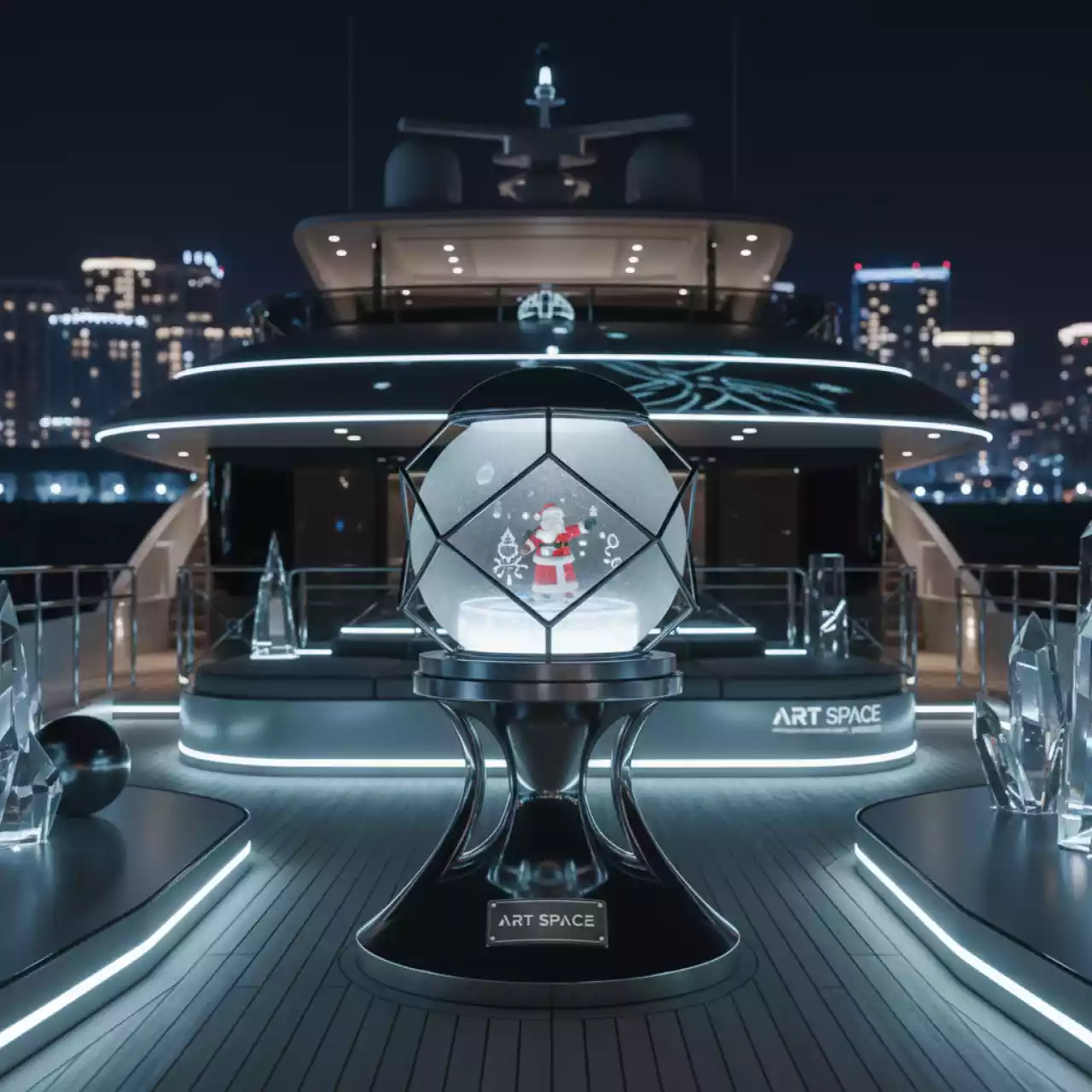 Аренда Фонарь новогодний Winter Glade "Санта Клаус на коньках" F 20 1 на VIP-яхте (Имеретинский порт) — ART SPACE