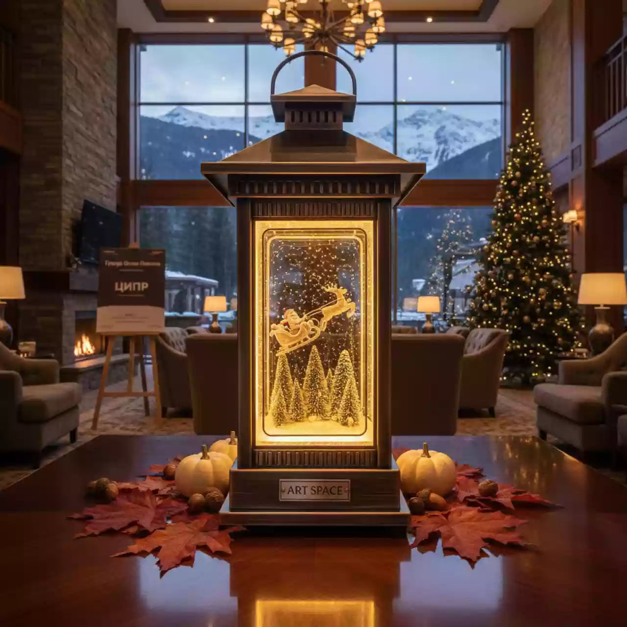 Аренда Фонарь новогодний Winter Glade Санта Клаус на санях в Гранд Отель Поляна — ART SPACE