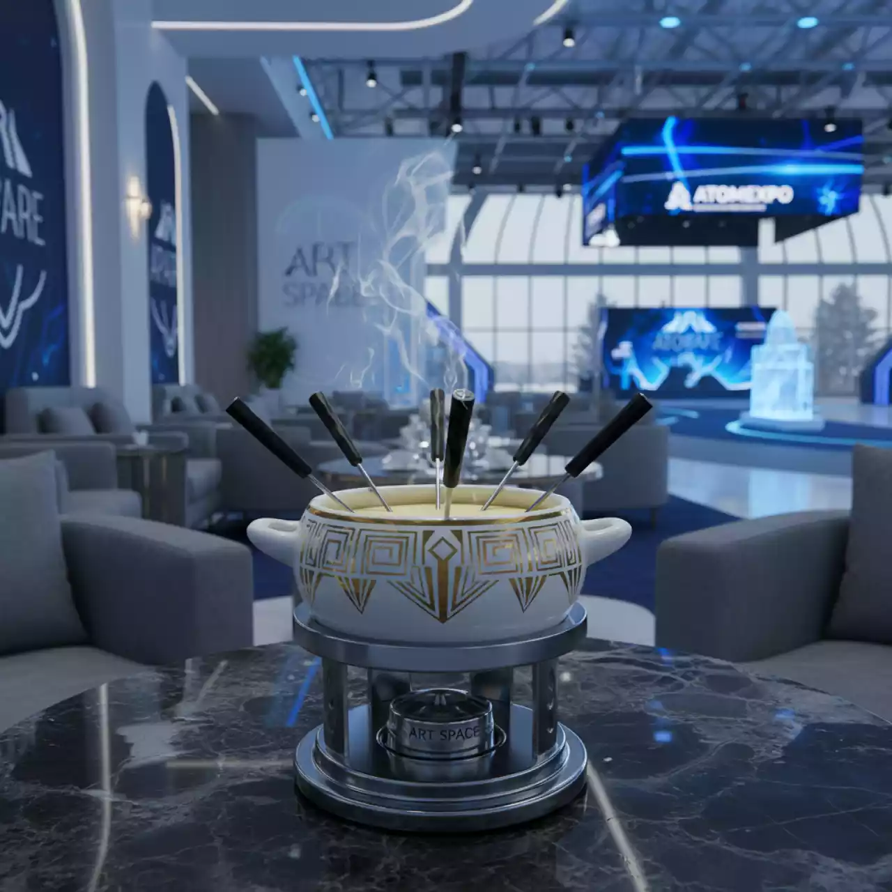 Аренда Фондю для сыра 6 вилочек 1,5 л в ледовом дворце «Большой» — ART SPACE