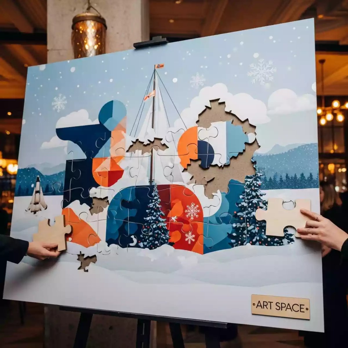 Аренда Фотопазл абстракция в ресторане «Магадан» — ART SPACE