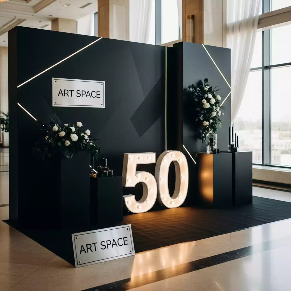 Аренда Фотозона черная на 50 лет мужчине в отеле Radisson Lazurnaya — ART SPACE