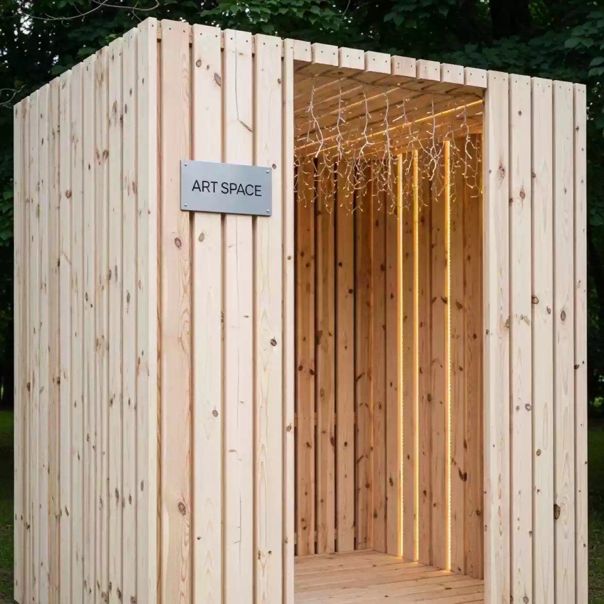 Аренда Фотозона деревянная Новый год с гирляндой в усадьбе Голицына — ART SPACE