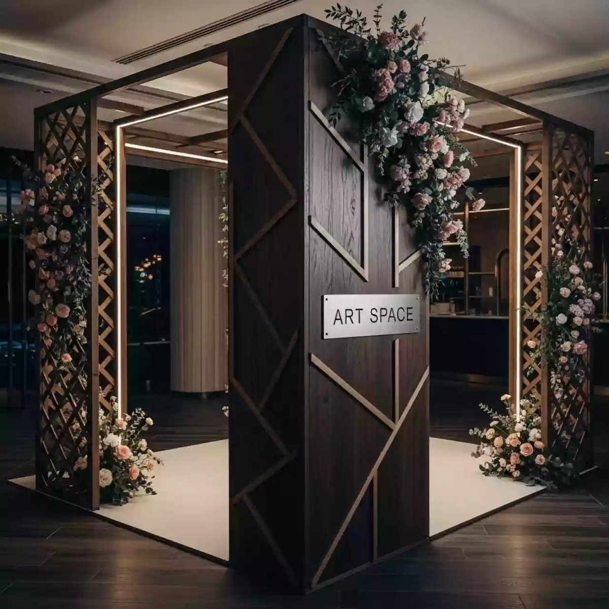 Аренда Фотозона деревянная шпалера с декором в ресторане «Brunello» — ART SPACE