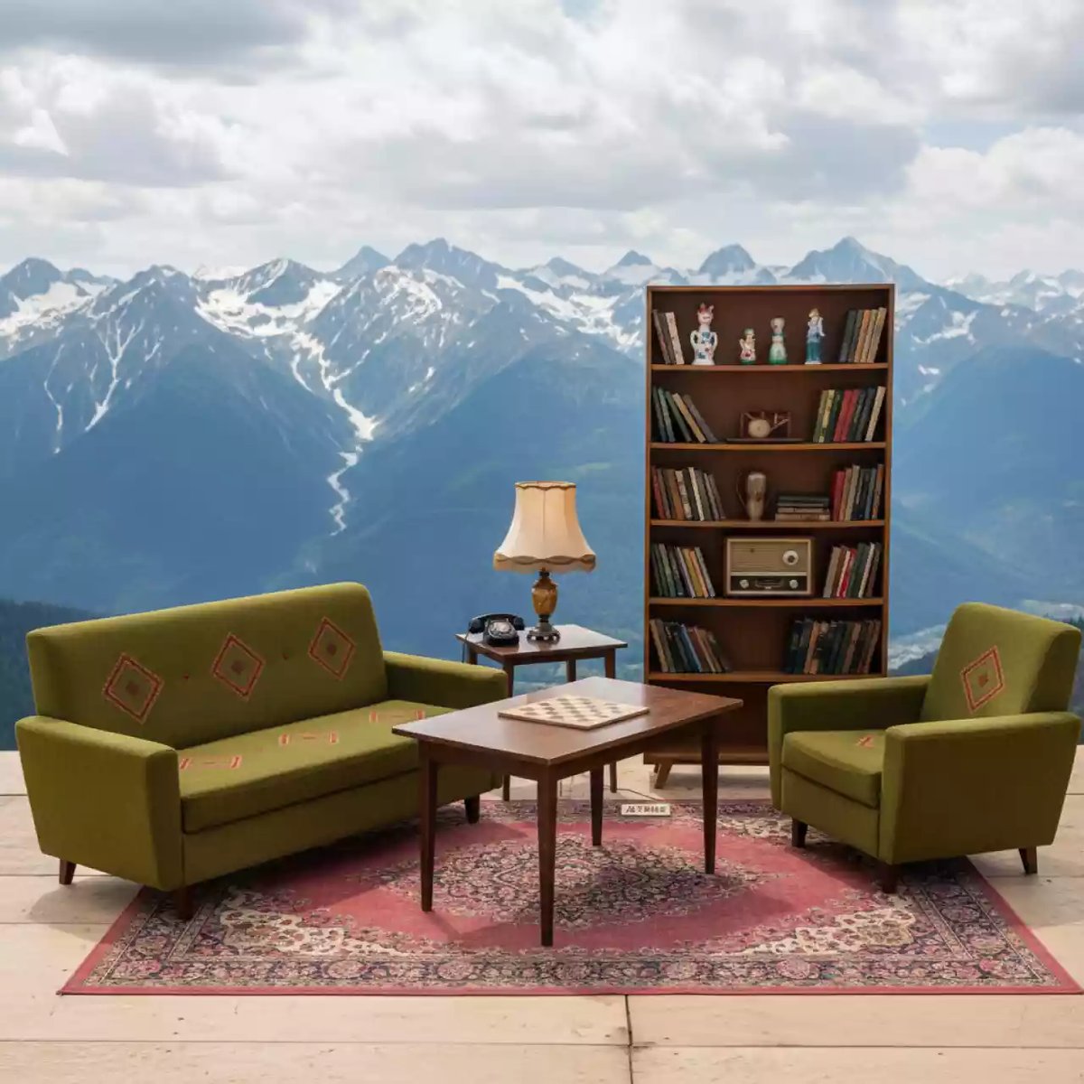 Аренда Фотозона гостиная СССР на площадке Rosa Peak (2320м) — ART SPACE