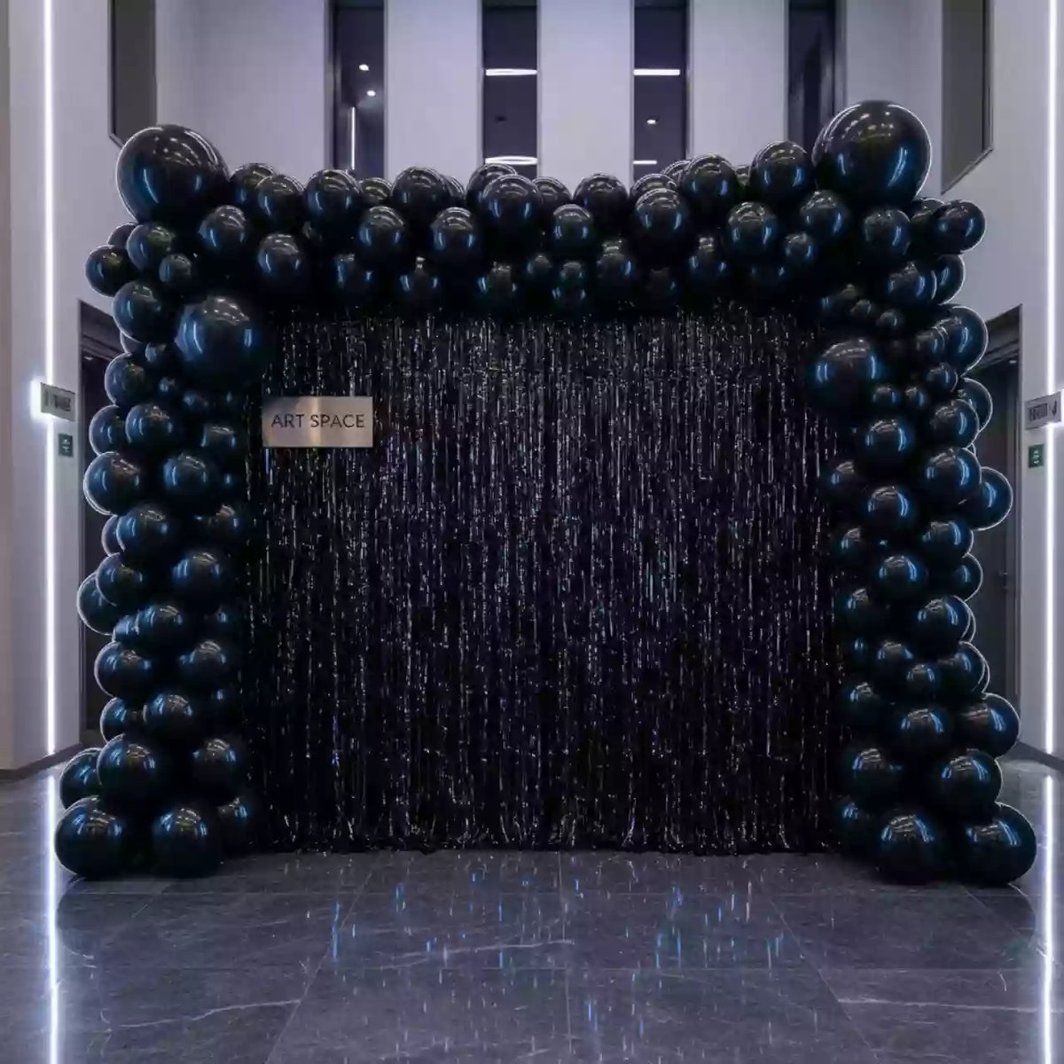 Аренда Фотозона из дождика с шарами черная в Sport Inn Hotel & Wellness — ART SPACE