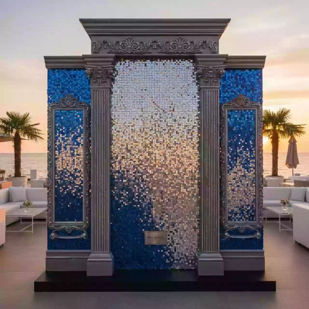 Аренда Фотозона из пайеток с подсветкой на пляжных клубах Хосты — ART SPACE