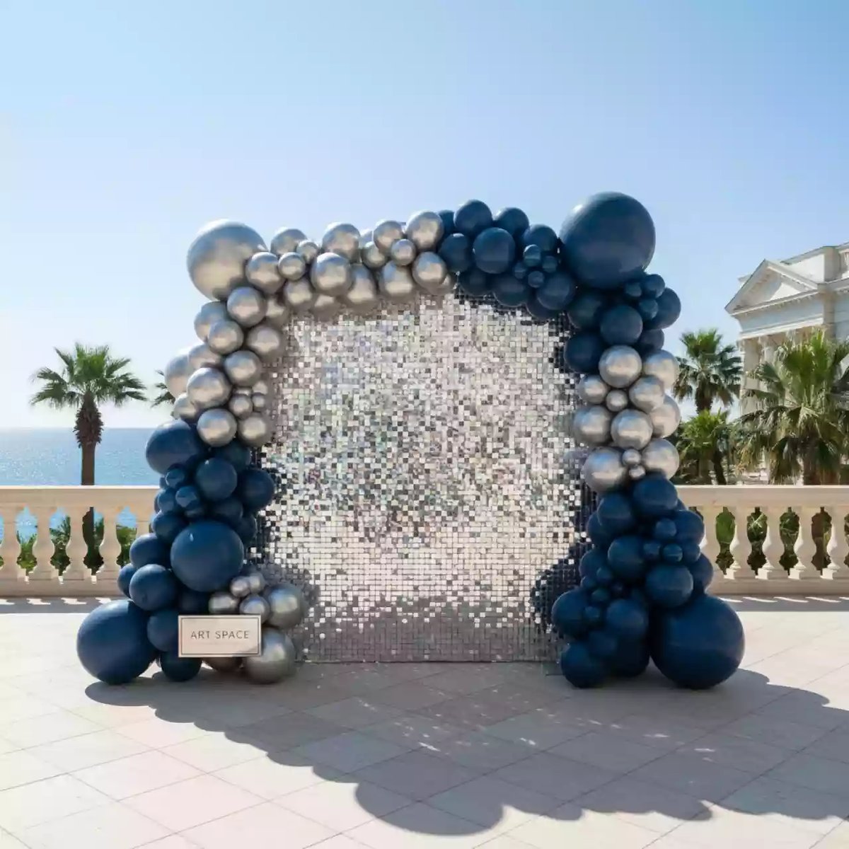 Аренда Фотозона из разнокалиберных шаров с пайетками в санатории «Сочи» — ART SPACE