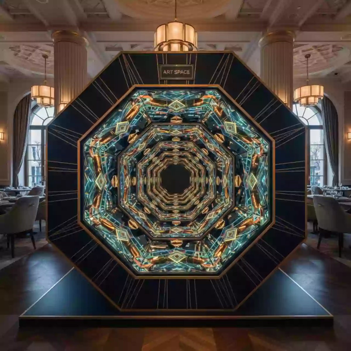 Аренда Фотозона калейдоскоп на свадьбу в ресторане «Sanremo» — ART SPACE