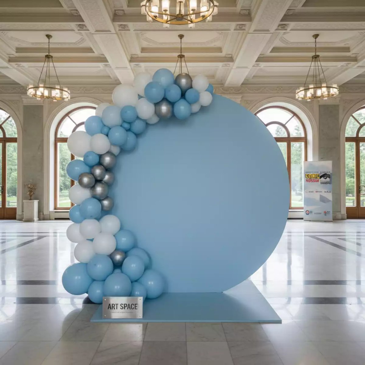 Аренда Фотозона круглая голубая с шарами в санатории «Сочи» — ART SPACE