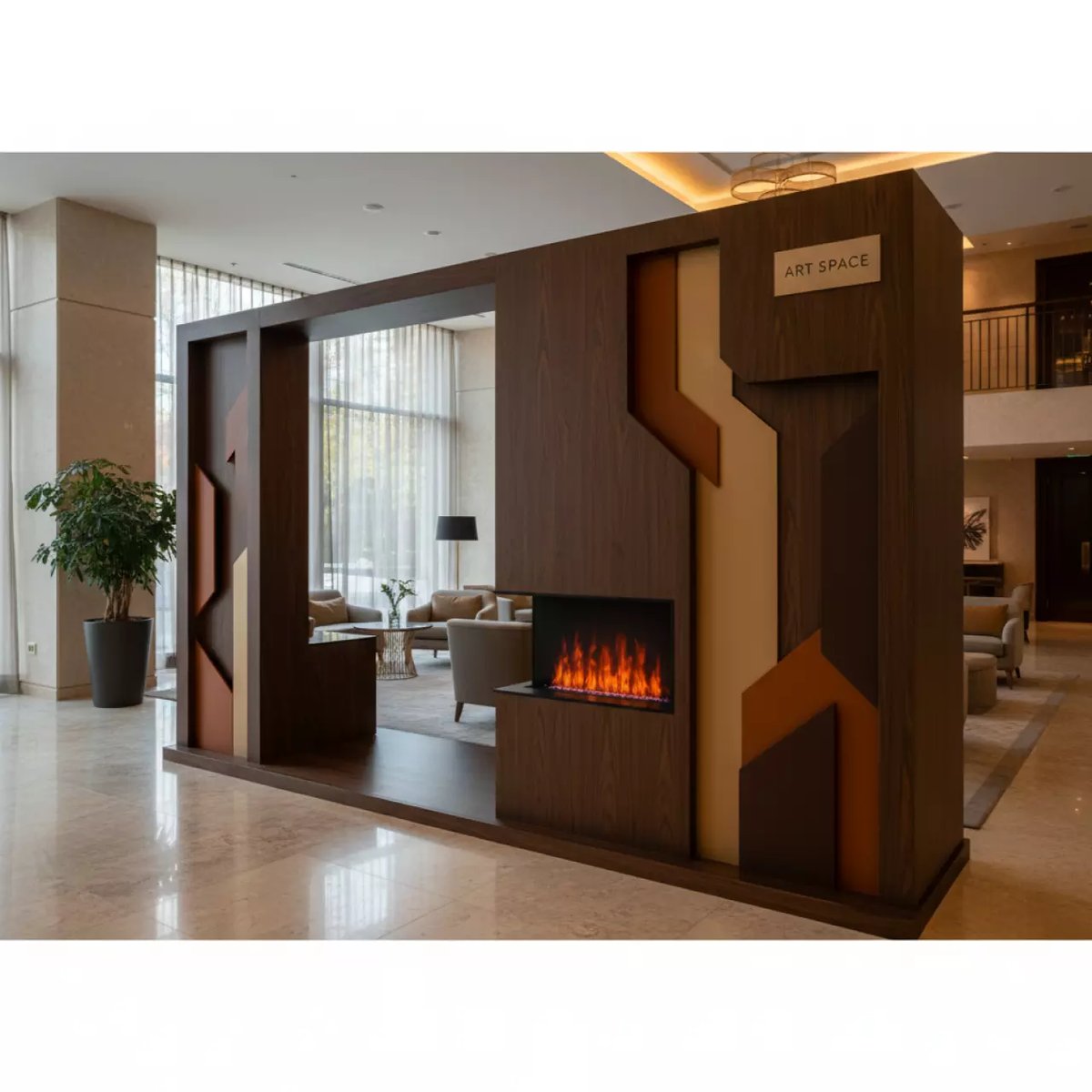 Аренда Фотозона на Новый год из дерева с камином в Swissôtel Resort Sochi Kamelia — ART SPACE