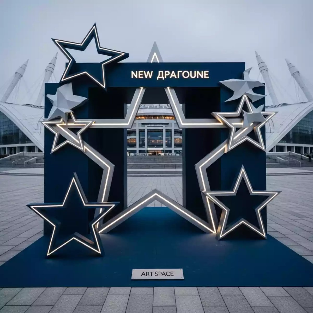 Аренда Фотозона новогодние звезды на арене «Фишт» — ART SPACE