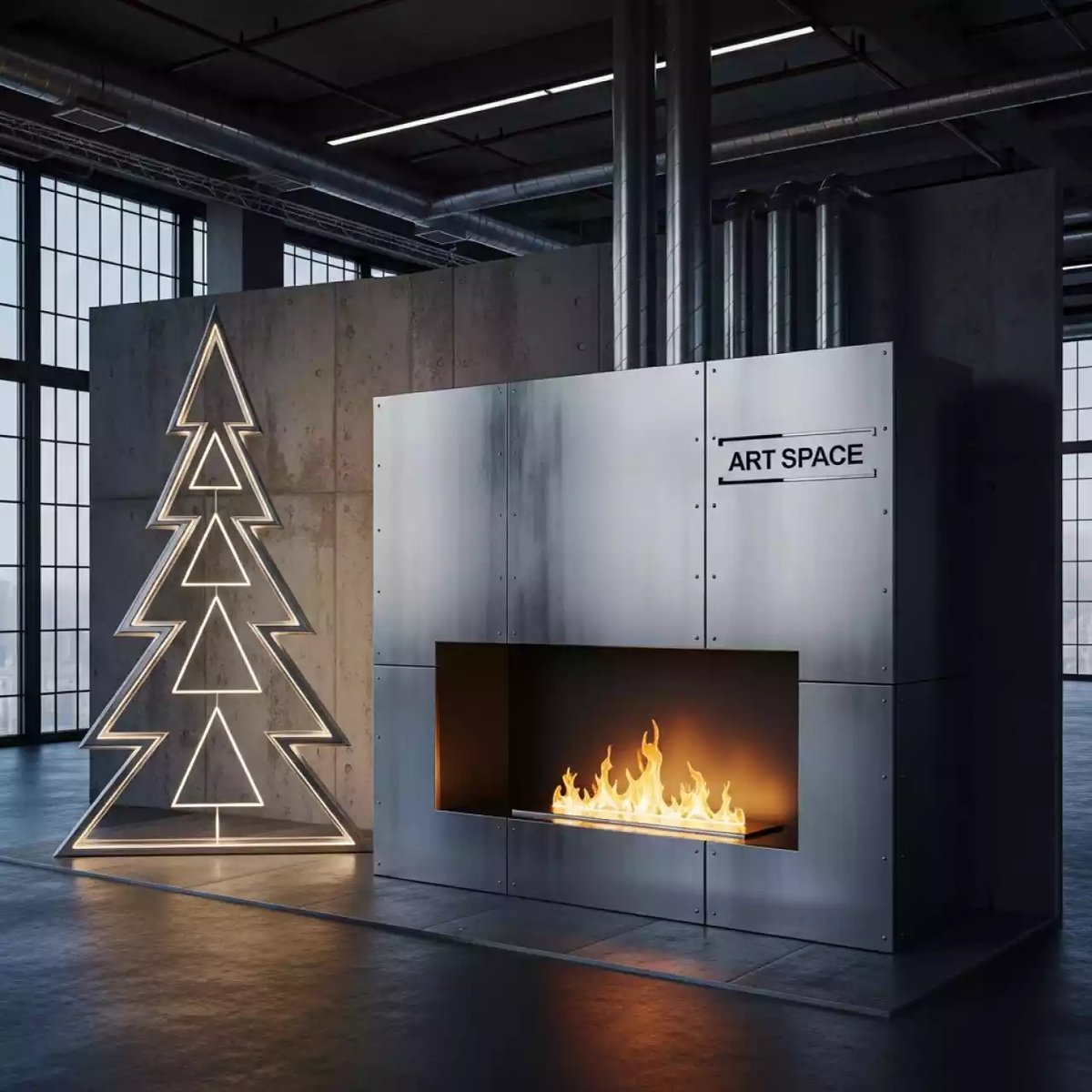 Аренда Фотозона новогодняя с камином в Gamma Sirius — ART SPACE