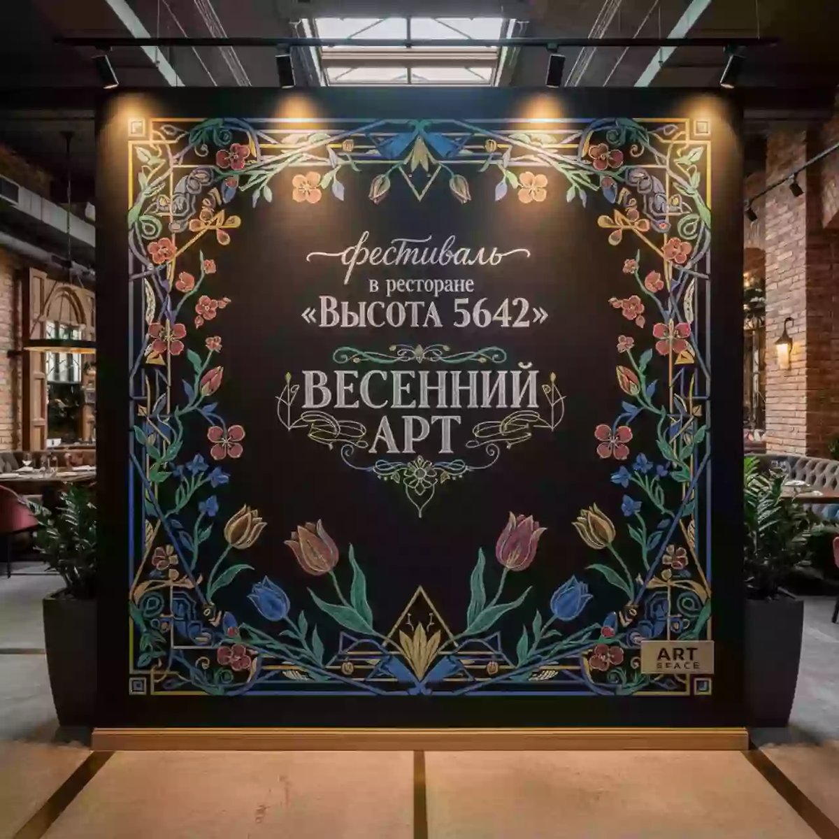 Аренда Фотозона новогодняя с меловой доской в ресторане «Высота 5642» — ART SPACE