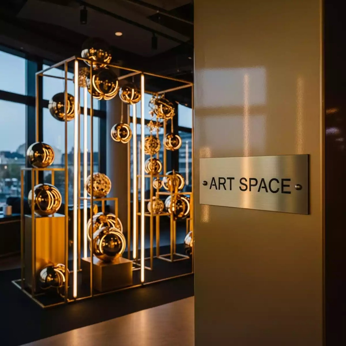 Аренда Фотозона новогодняя золотая в ресторане «Высота 5642» — ART SPACE