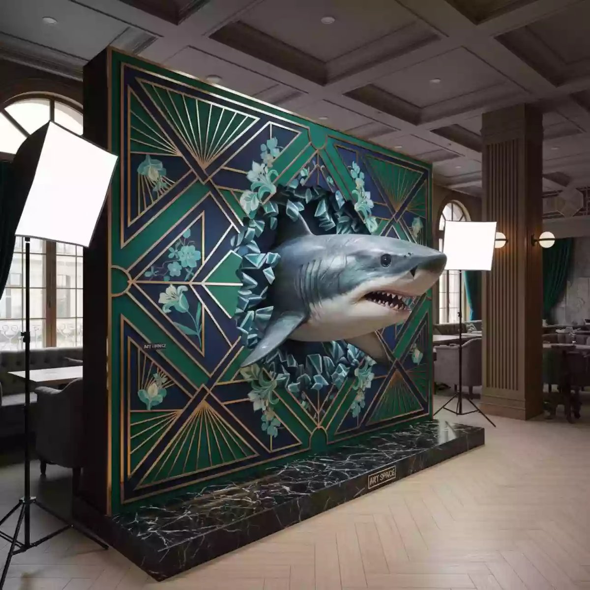 Аренда Фотозона Оптические иллюзии акула в ресторане «Сыроварня» — ART SPACE