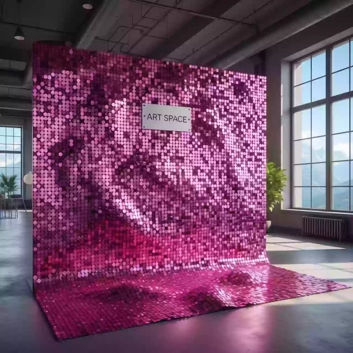 Аренда Фотозона розовая металлик из пайеток в Radisson Hotel Rosa Khutor — ART SPACE