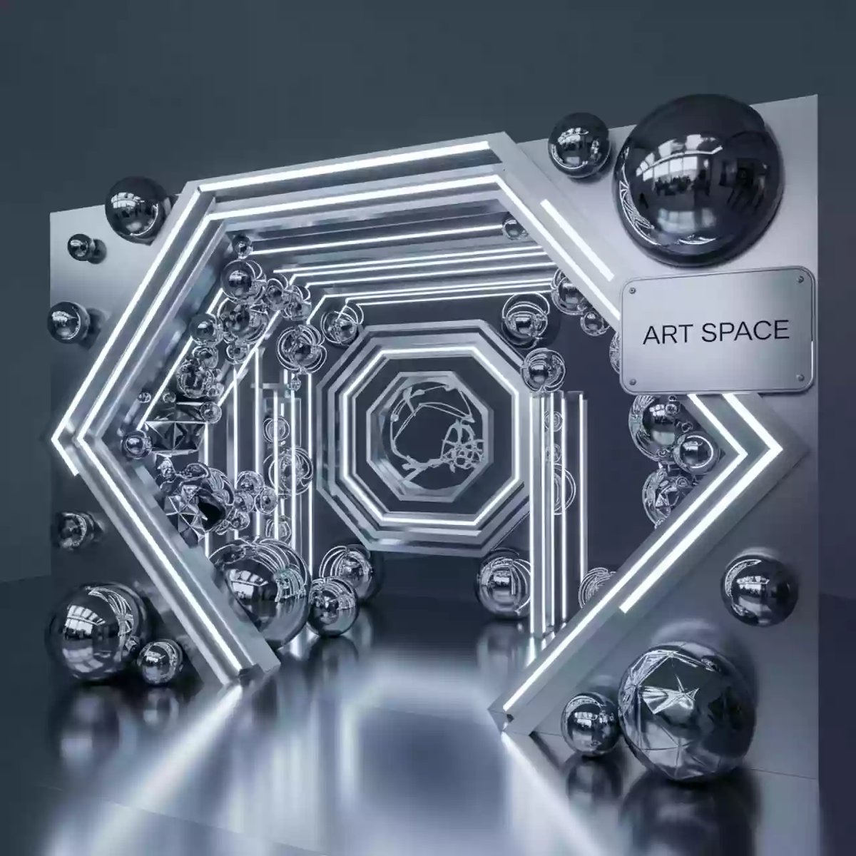 Аренда Фотозона серебряная на Новый год в ресторане «Высота 5642» — ART SPACE