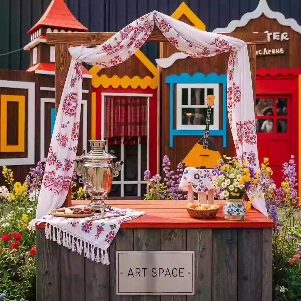 Аренда Фотозона уличная в русском стиле в Сириус Арене — ART SPACE